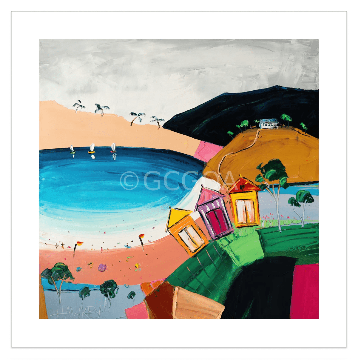 Beach Huts - Fine Art Print - Gold Coast Gallery Of ArtAngela Hawkey