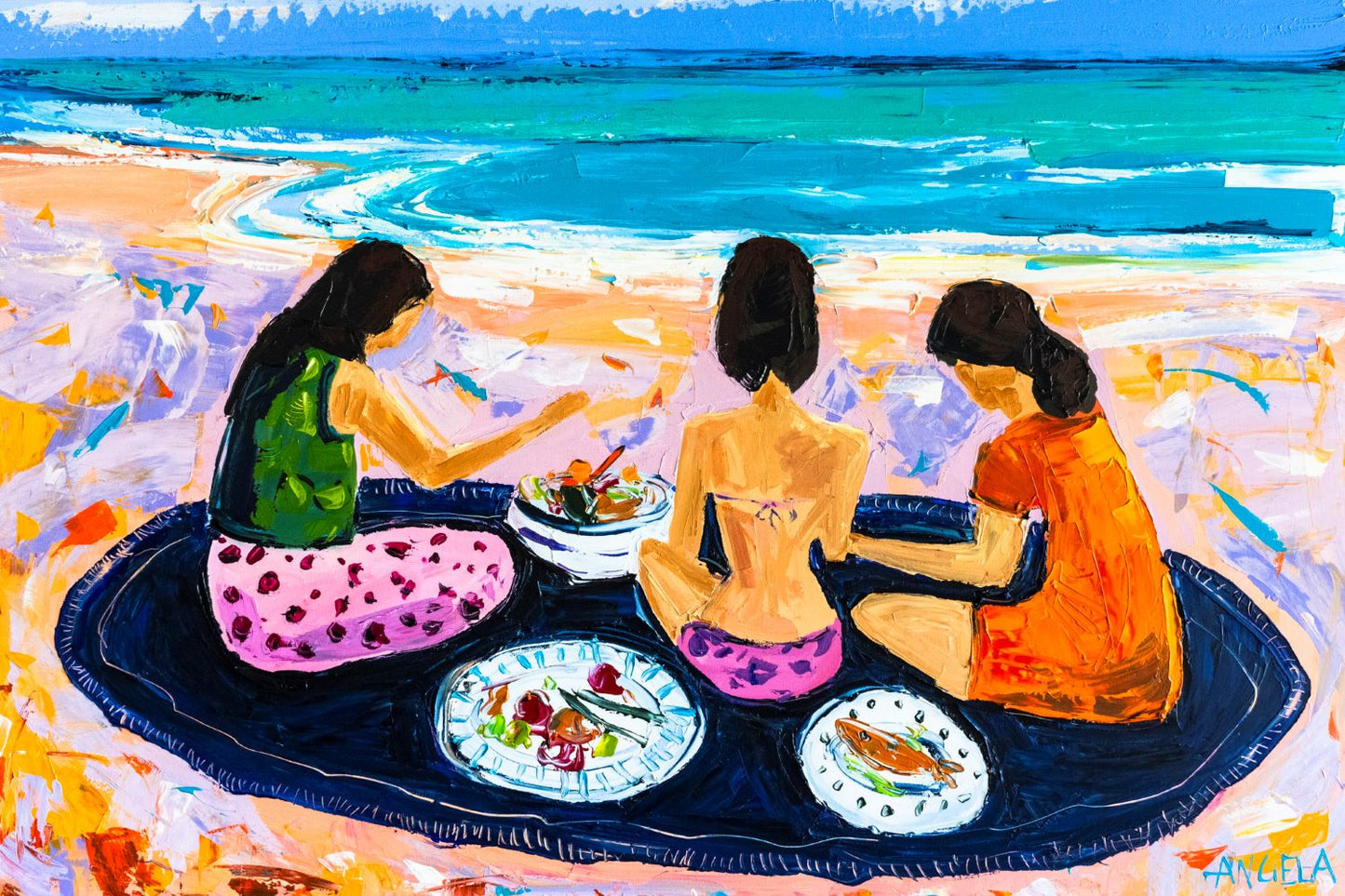 Beach Picnic - Original Art - Gold Coast Gallery Of ArtAngela Hawkey