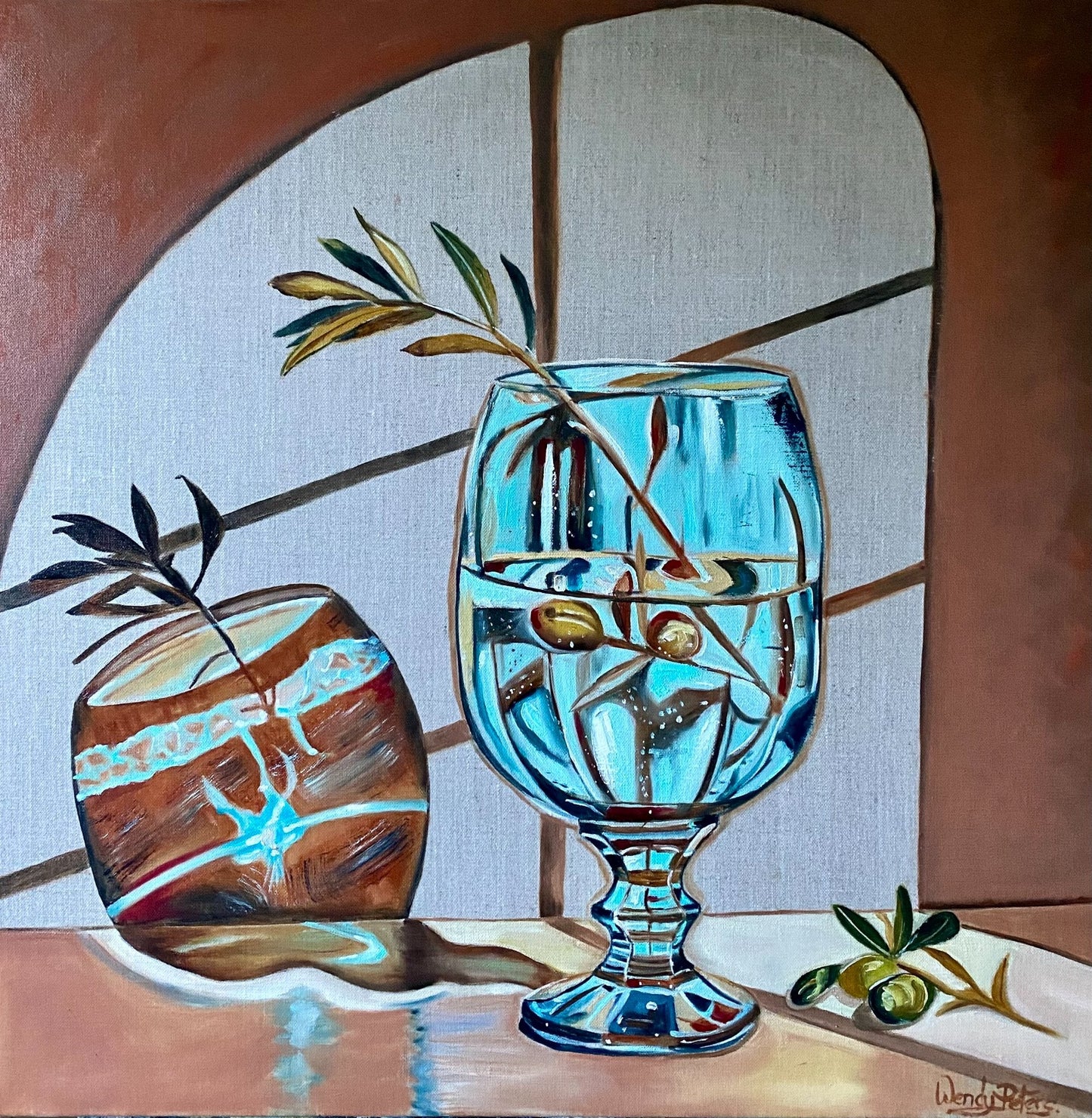 Blue Vase and Olive Branch - Gold Coast Gallery Of ArtWendy Peters