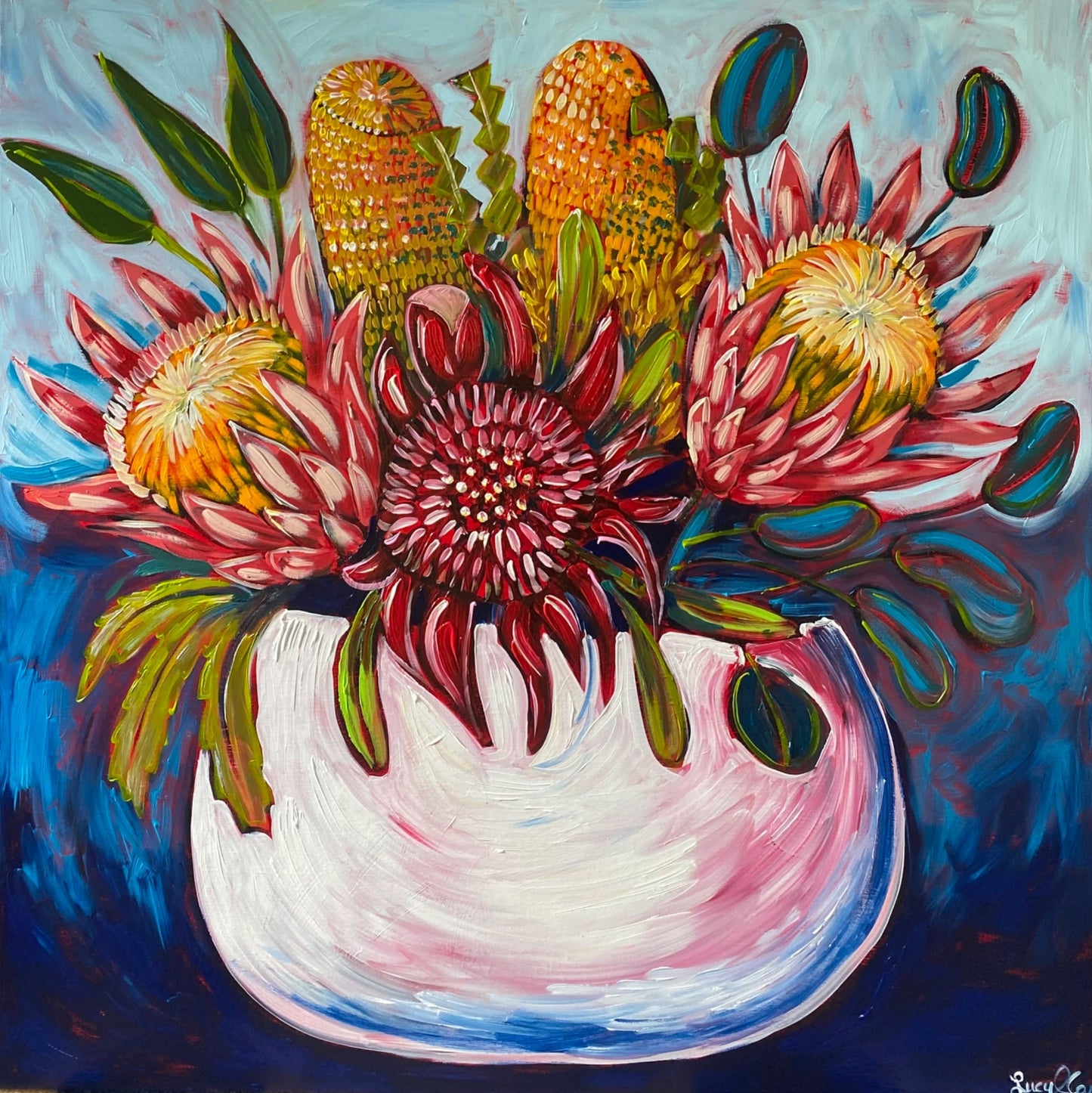 Bouquet in White Vase - Original Art - Gold Coast Gallery Of ArtLucy Car