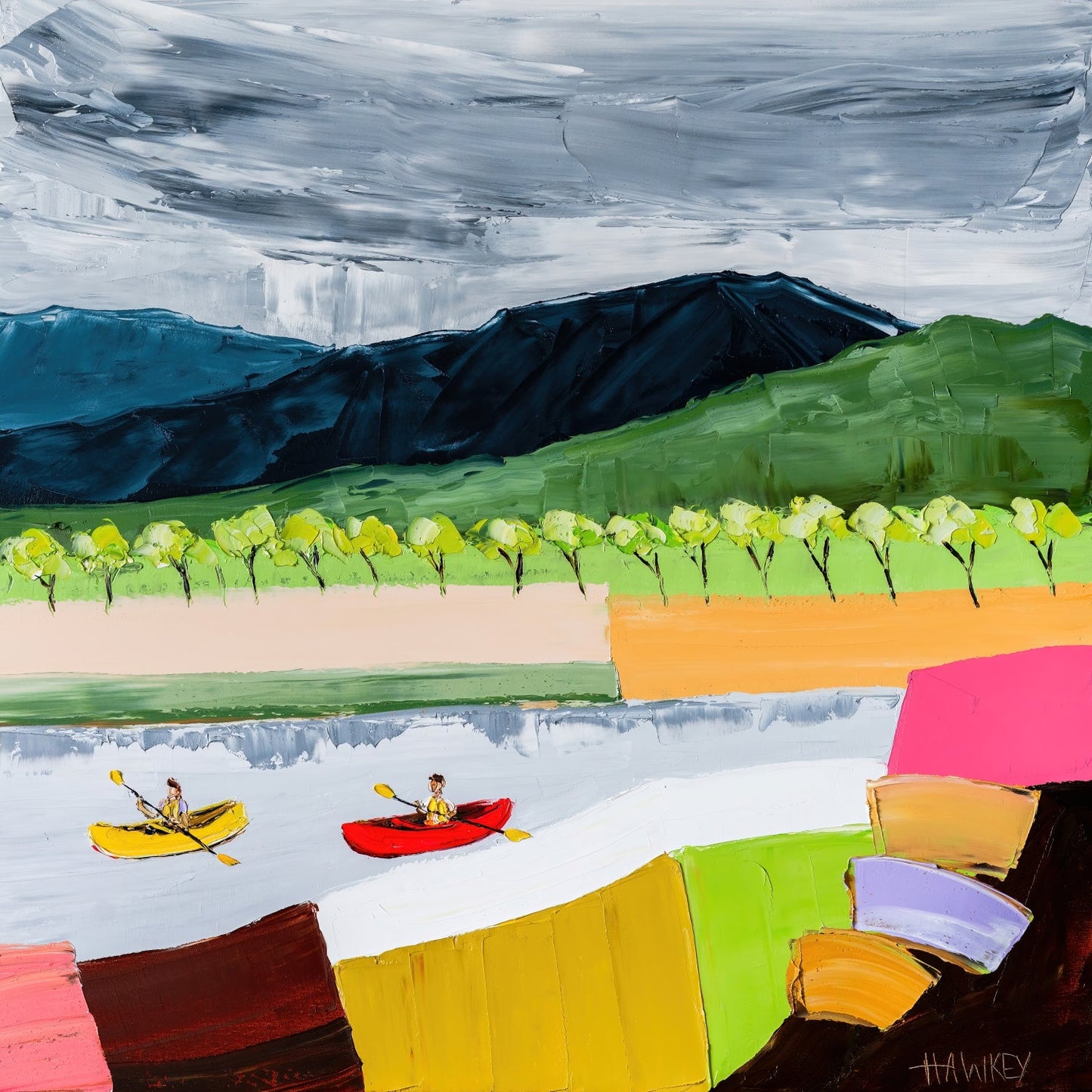 Canoeing The Grampians - Fine Art Print - Gold Coast Gallery Of ArtAngela Hawkey