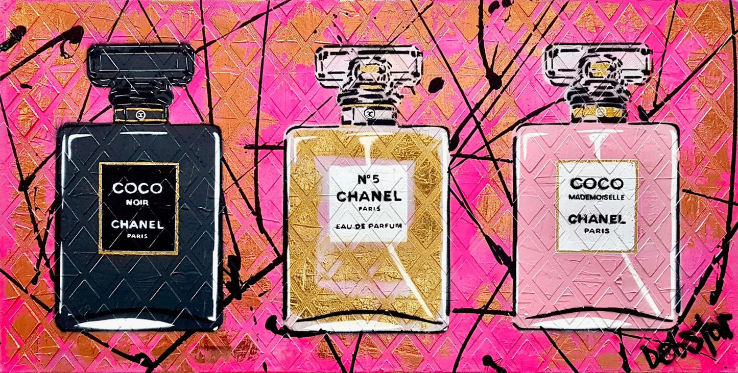 Coco Chanel Perfume Collection Pink - Original Art - Gold Coast Gallery Of ArtDeborah Lang