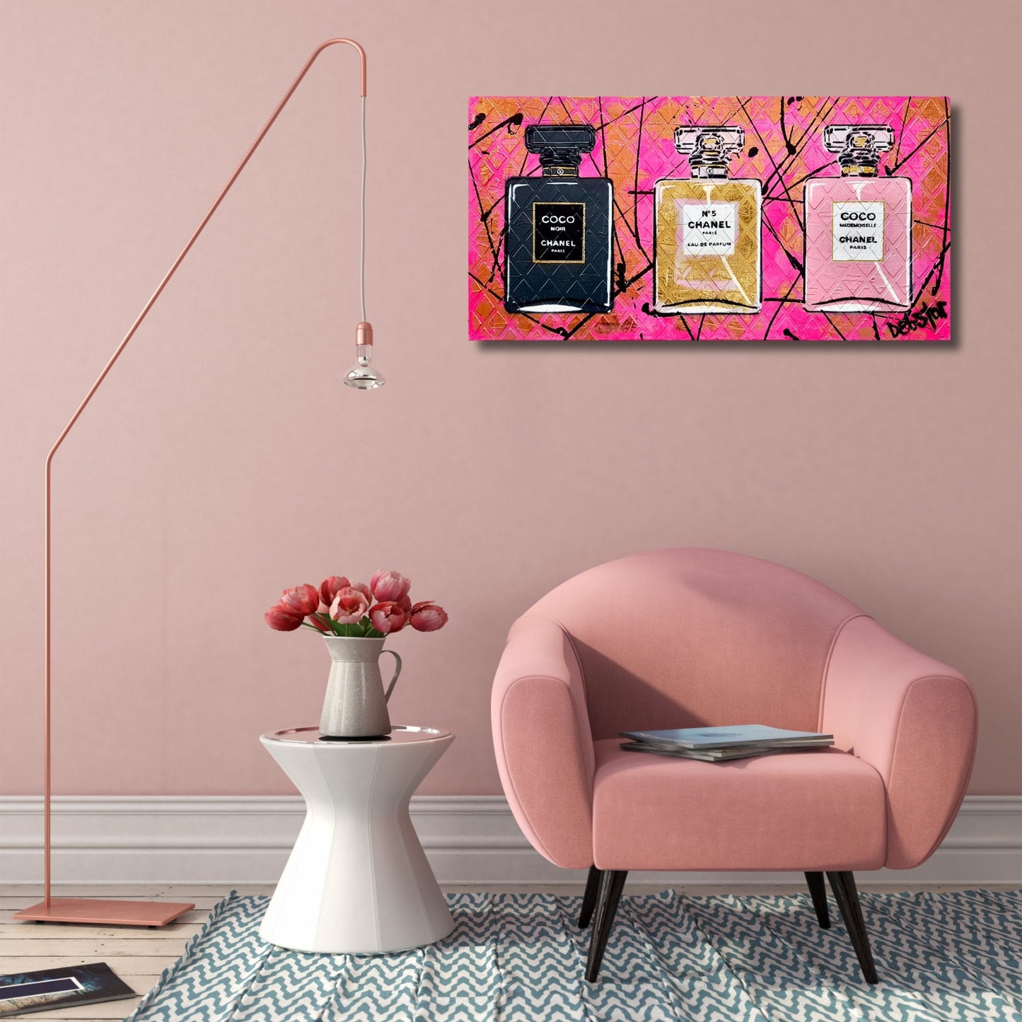 Coco Chanel Perfume Collection Pink - Original Art - Gold Coast Gallery Of ArtDeborah Lang