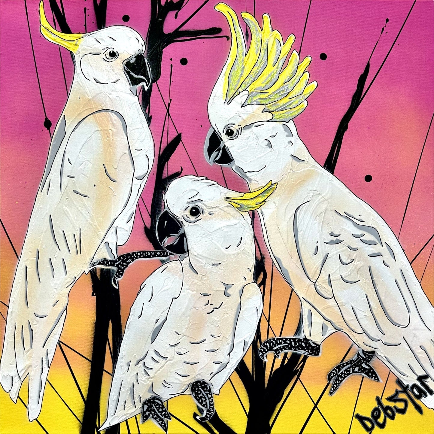 Crackle of Cockatoos Sunset - Gold Coast Gallery Of ArtDeborah Lang