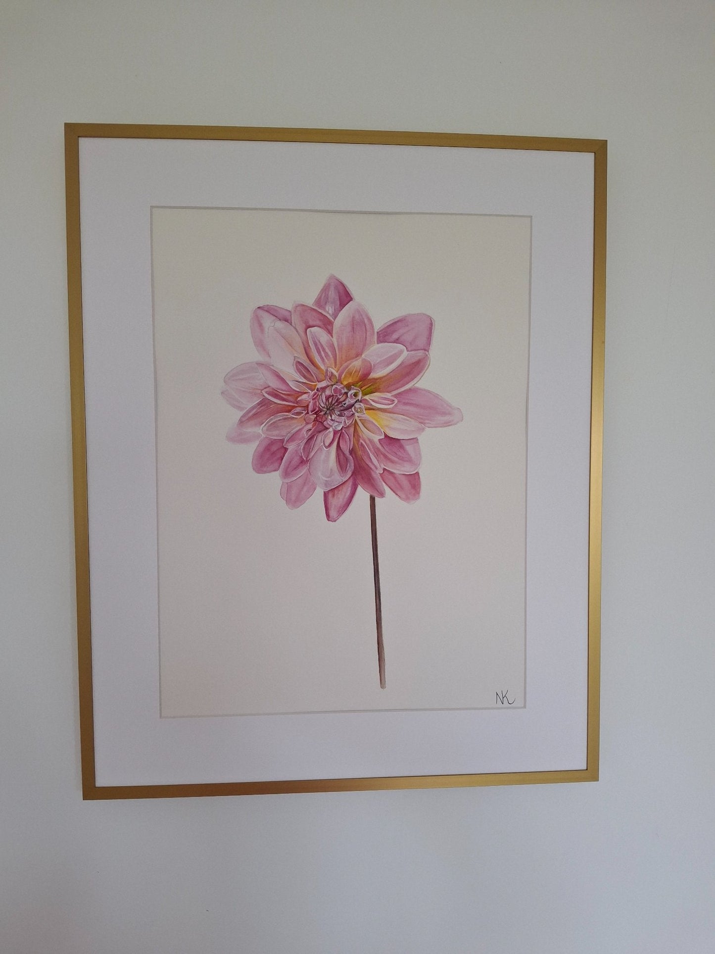 Dahlia Watercolour Framed - Gold Coast Gallery Of ArtNatalie K