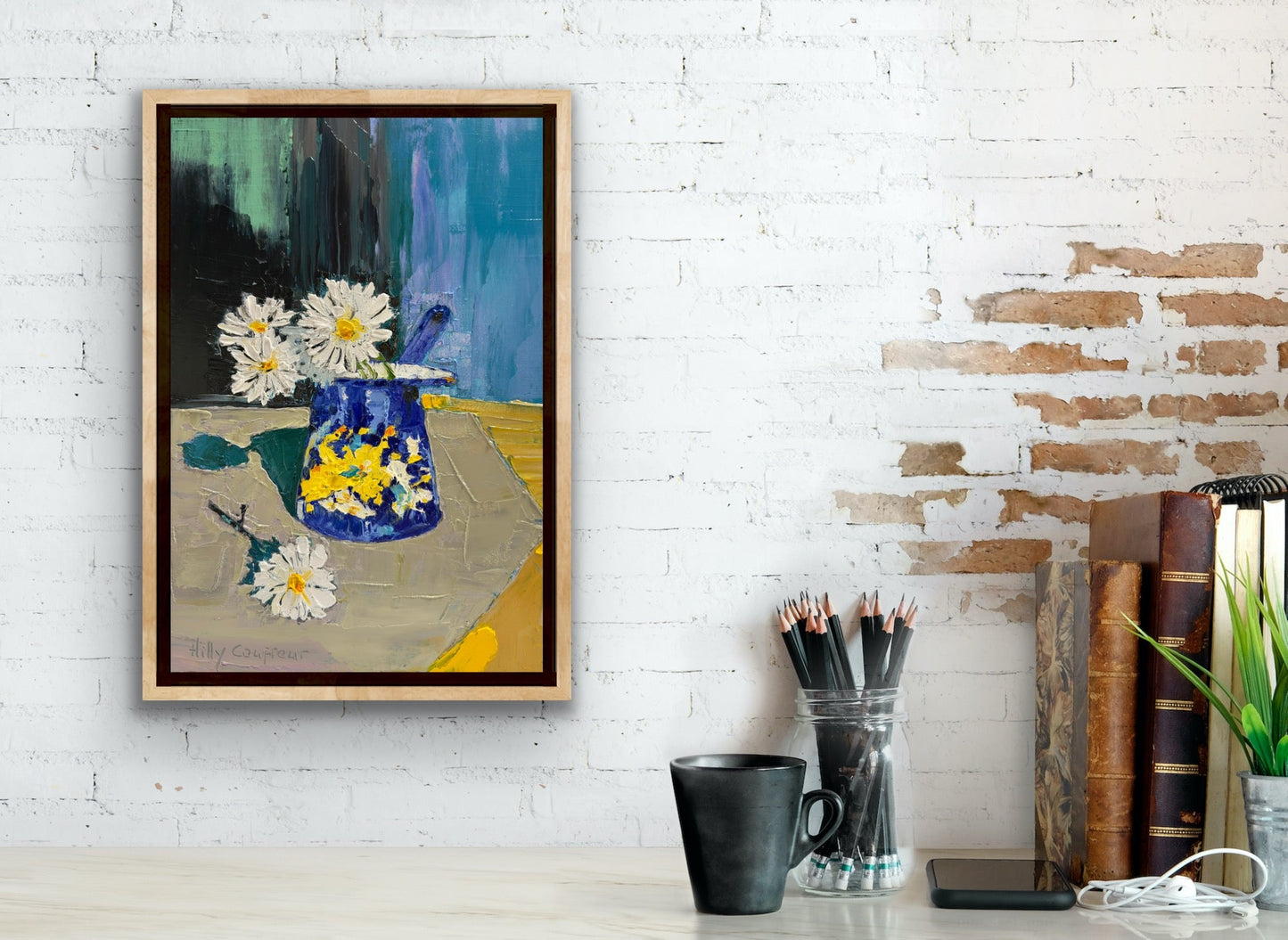 Daisies in vintage Romanian Coffee Jug - Gold Coast Gallery Of ArtHilly Coufreur