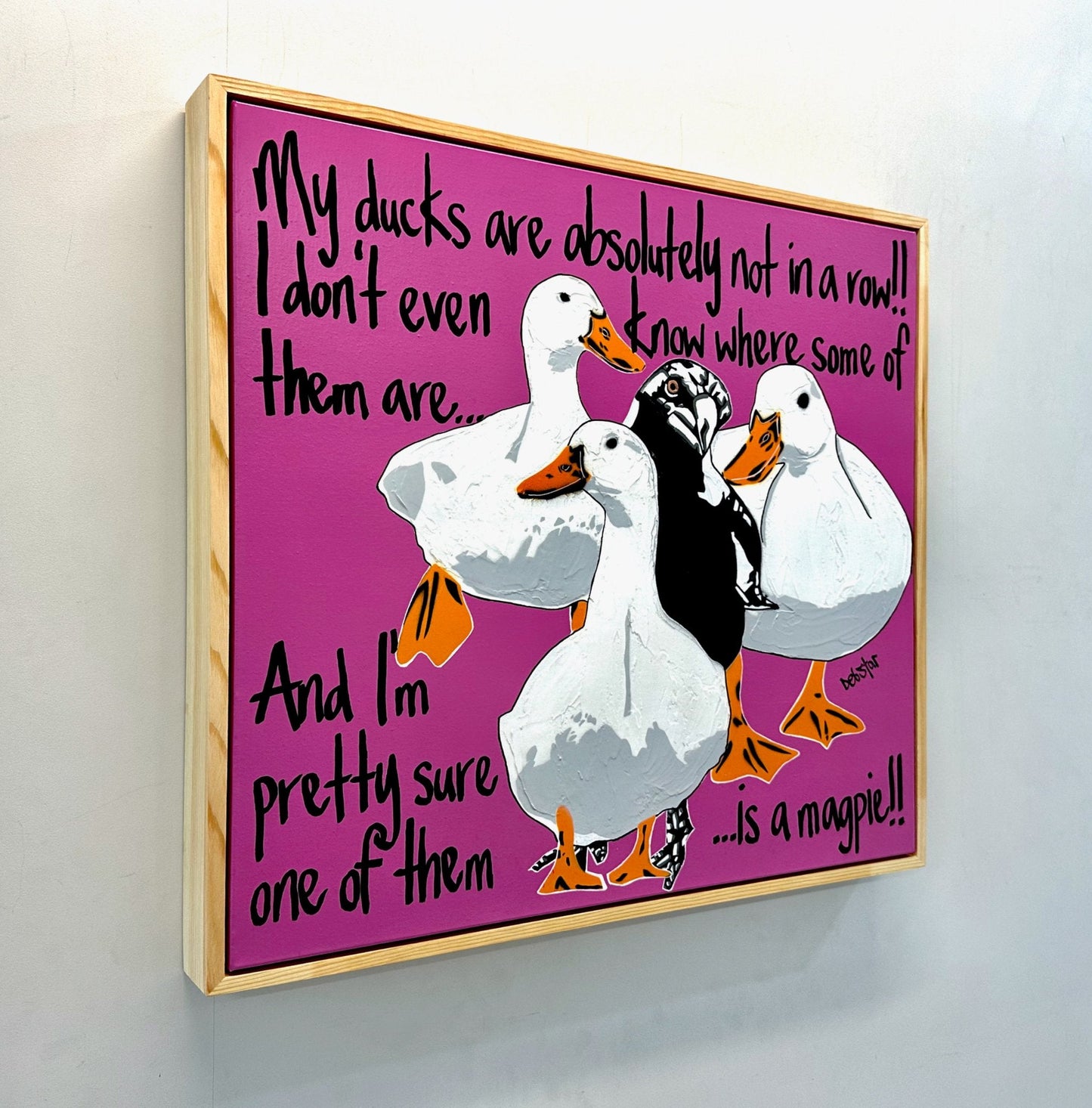 Ducks in a Row magenta 2 - Gold Coast Gallery Of ArtDeborah Lang