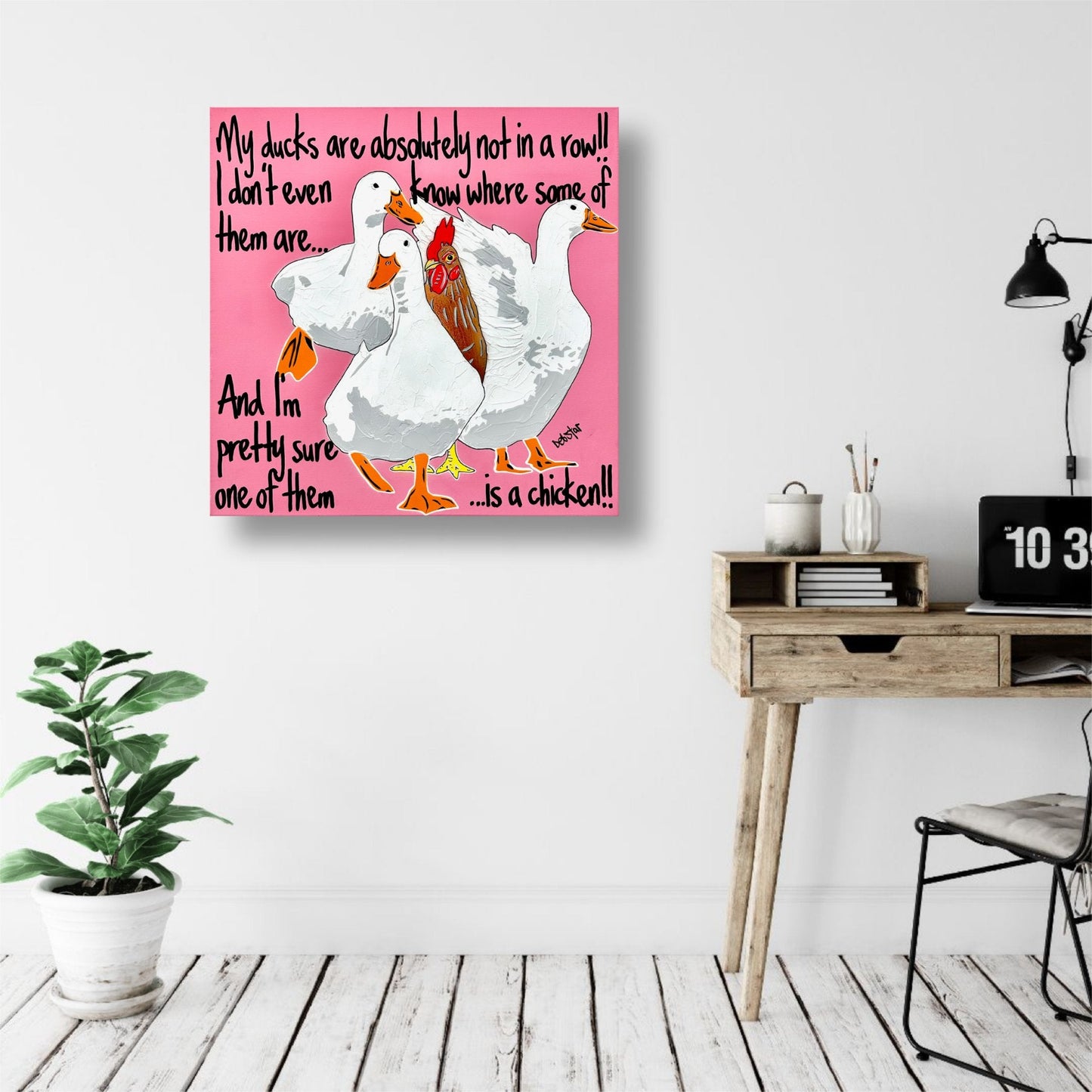 Ducks in a Row Pink Chicken - Gold Coast Gallery Of ArtDeborah Lang