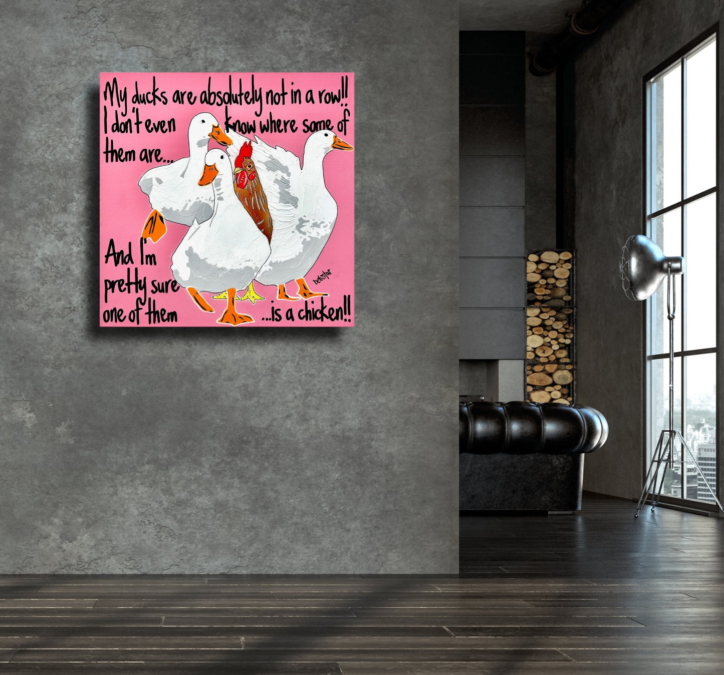 Ducks in a Row Pink Chicken - Gold Coast Gallery Of ArtDeborah Lang