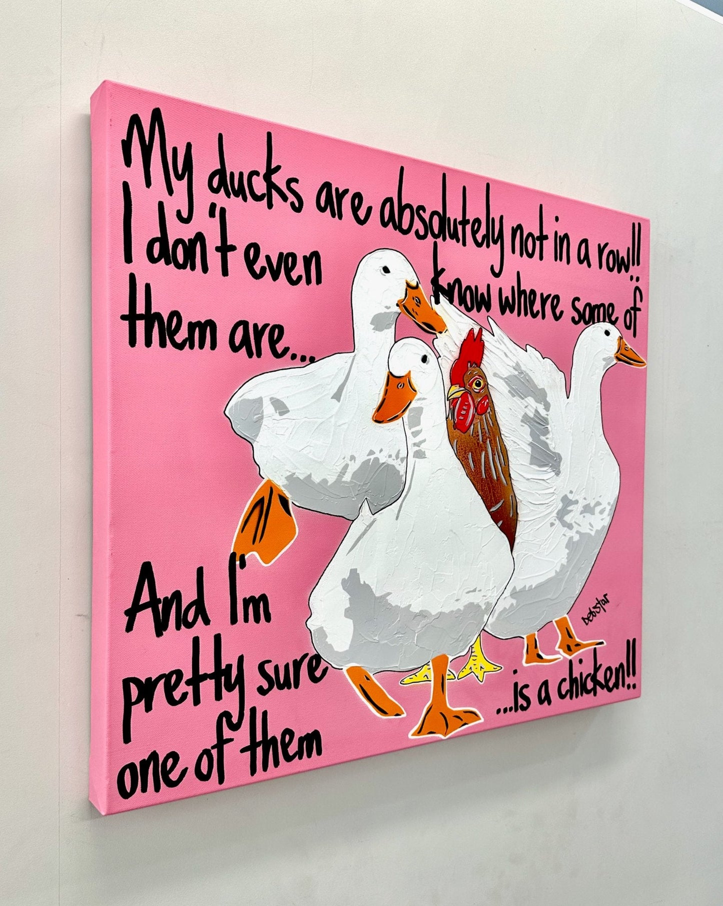 Ducks in a Row Pink Chicken - Gold Coast Gallery Of ArtDeborah Lang