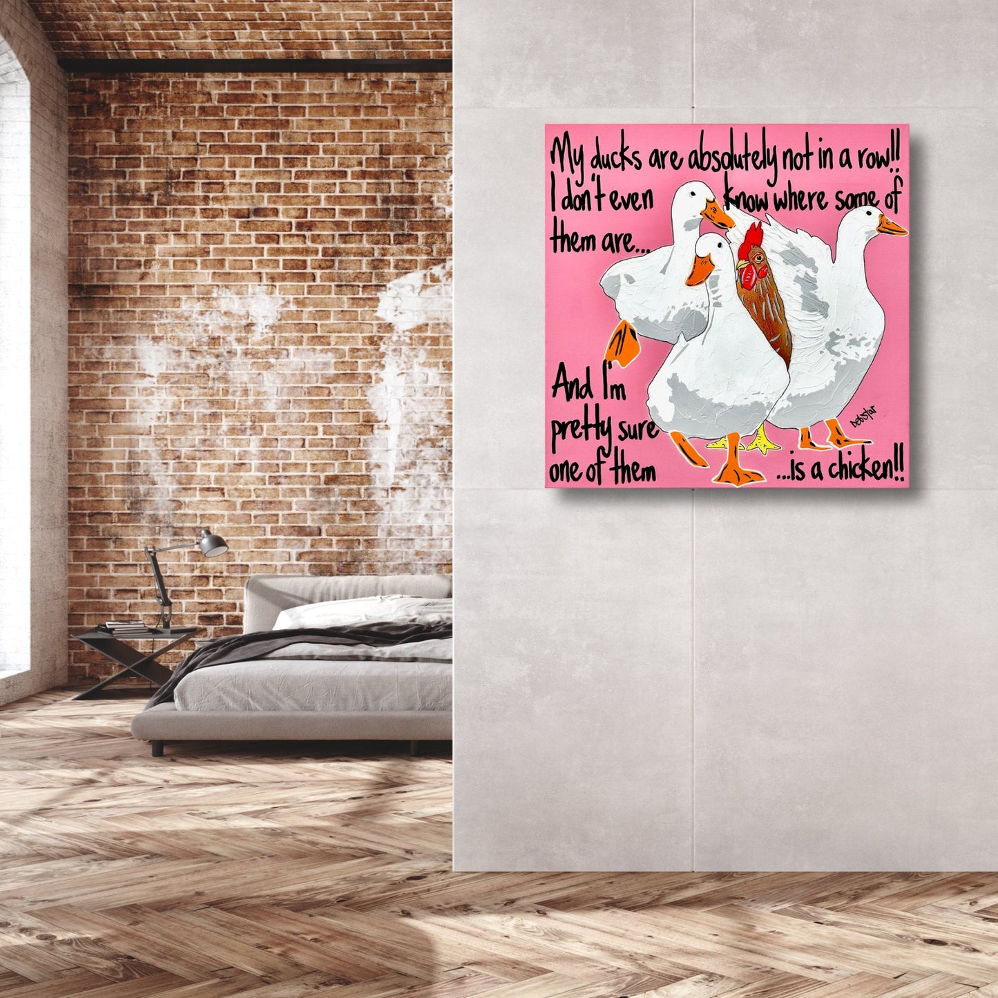 Ducks in a Row Pink Chicken - Gold Coast Gallery Of ArtDeborah Lang