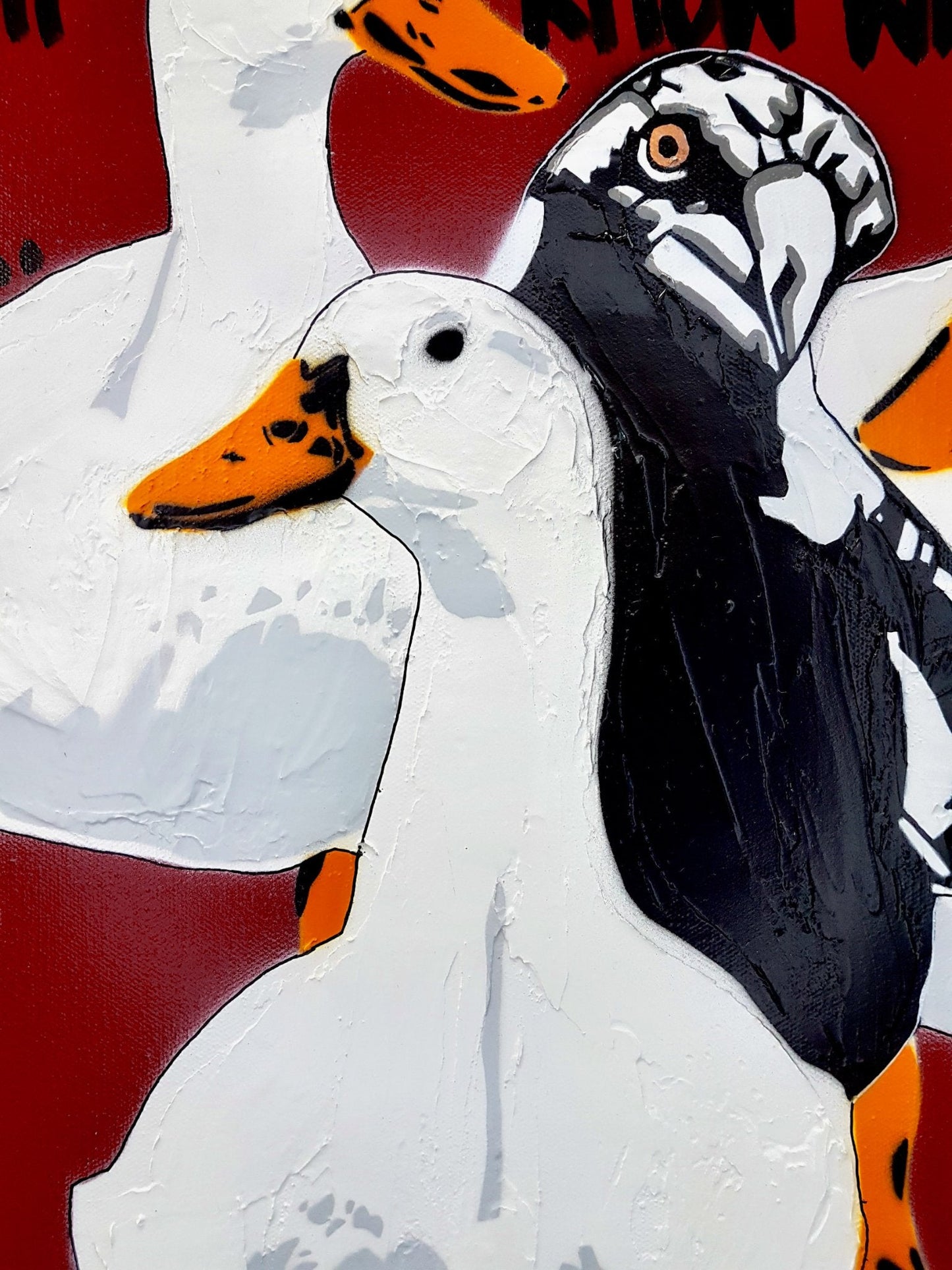 Ducks in a Row! - red 1 - Gold Coast Gallery Of ArtDeborah Lang