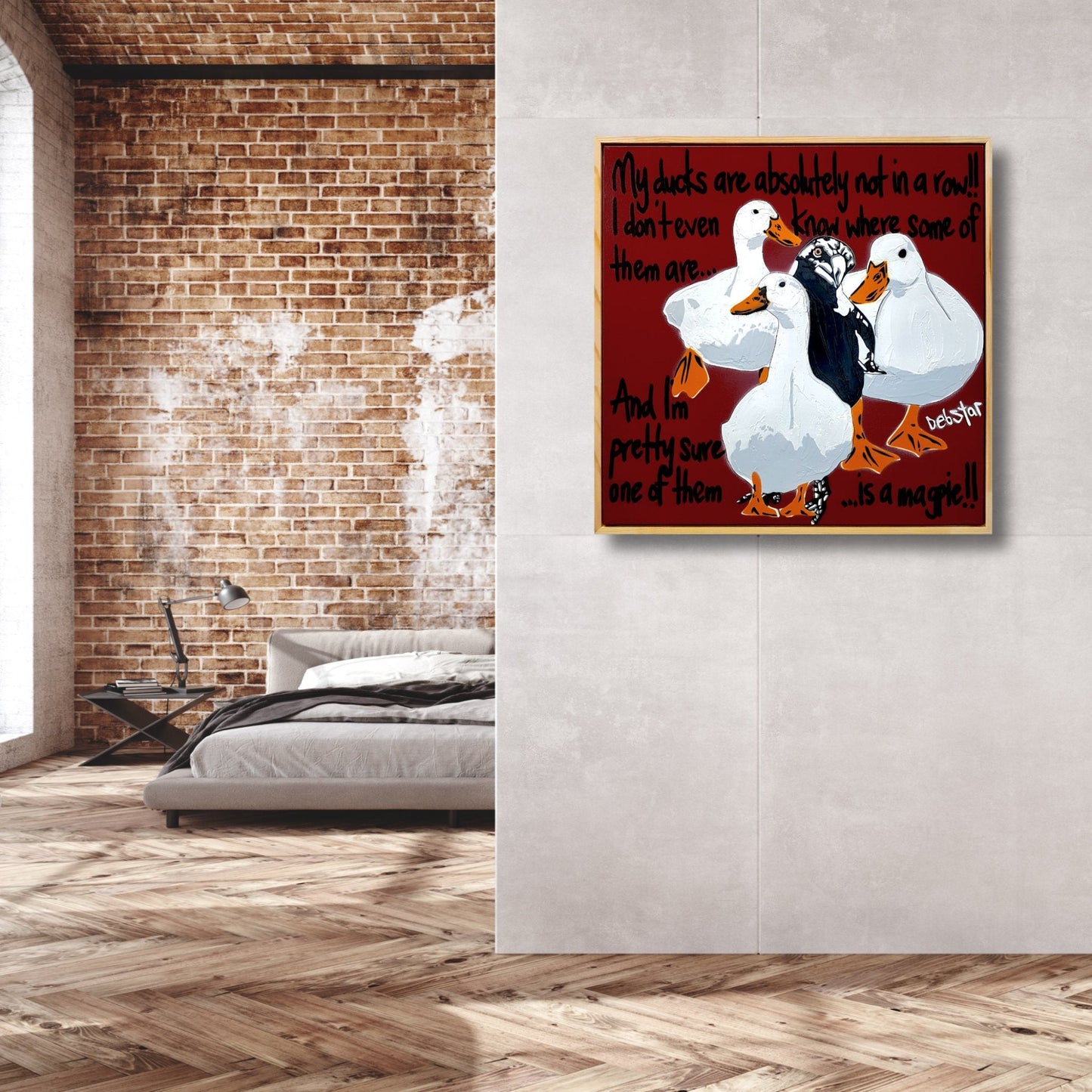 Ducks in a Row! - red 1 - Gold Coast Gallery Of ArtDeborah Lang