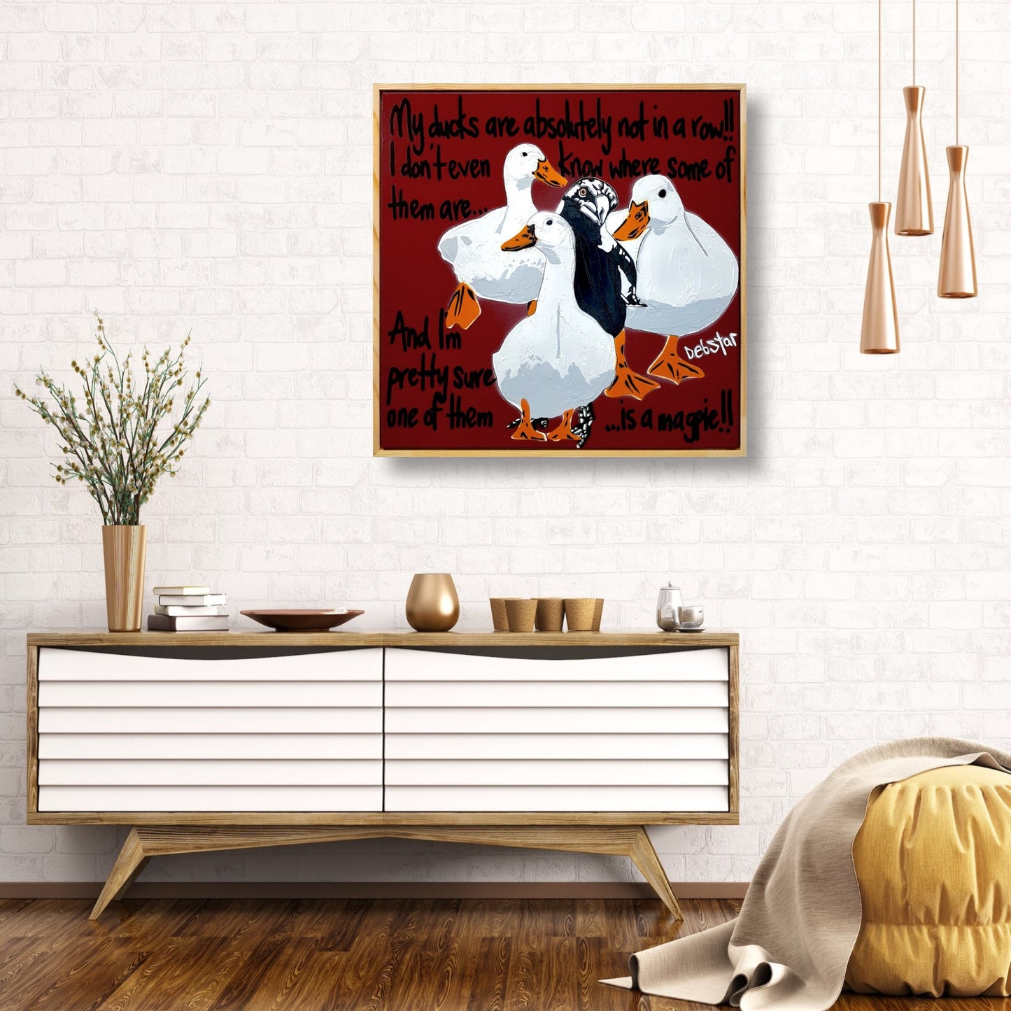 Ducks in a Row! - red 1 - Gold Coast Gallery Of ArtDeborah Lang