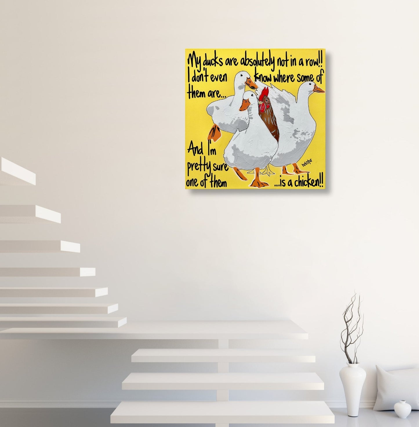 Ducks in a Row Yellow Chicken - Gold Coast Gallery Of ArtDeborah Lang