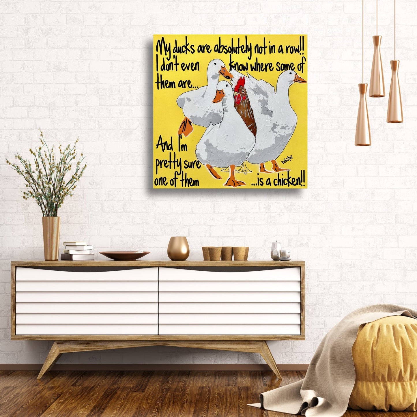 Ducks in a Row Yellow Chicken - Gold Coast Gallery Of ArtDeborah Lang