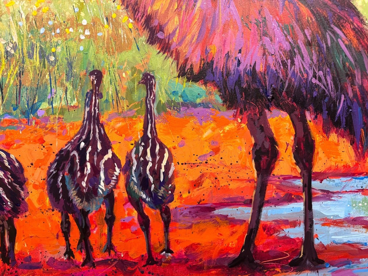 Father Emu with Chicks - Gold Coast Gallery Of ArtJos Coufreur