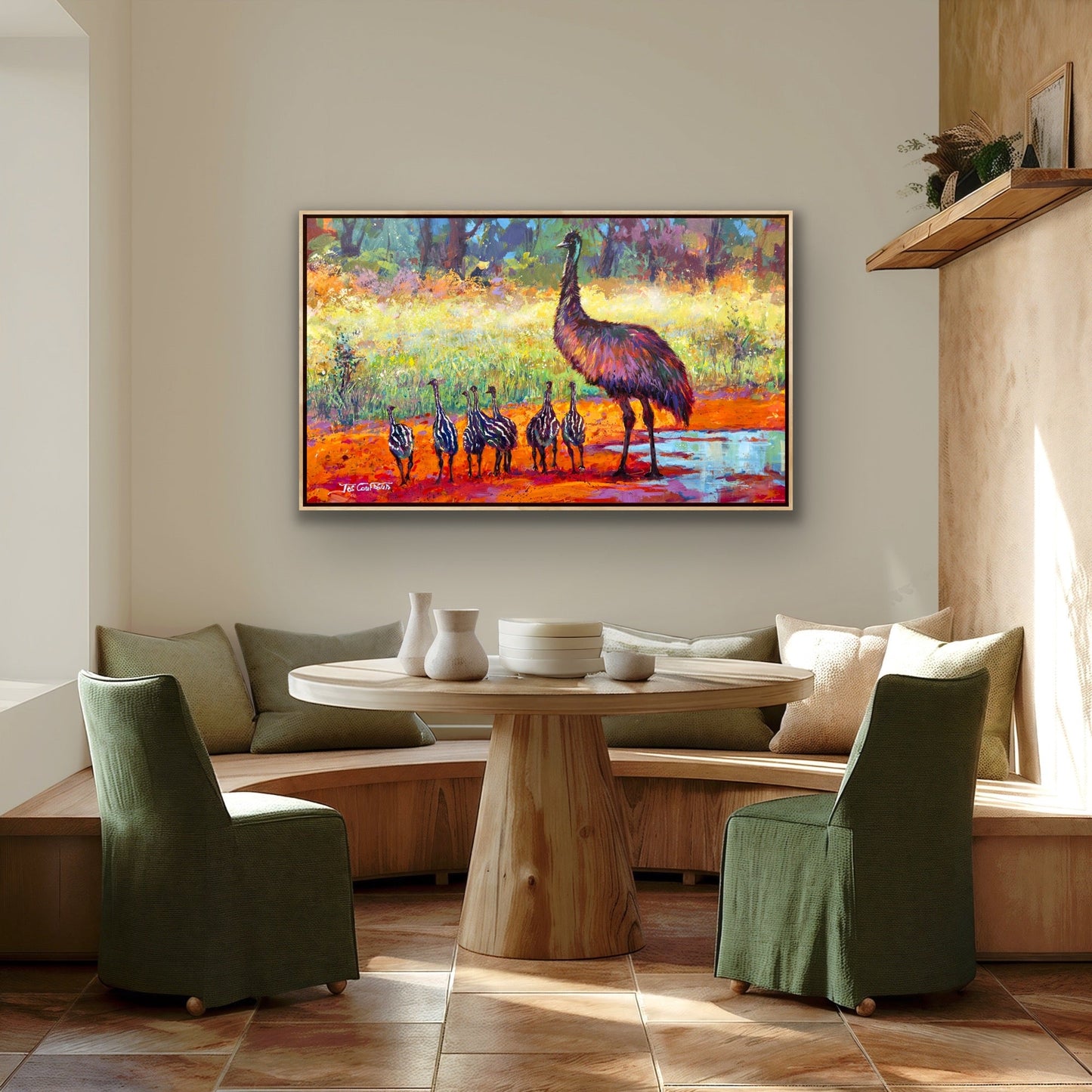 Father Emu with Chicks - Gold Coast Gallery Of ArtJos Coufreur