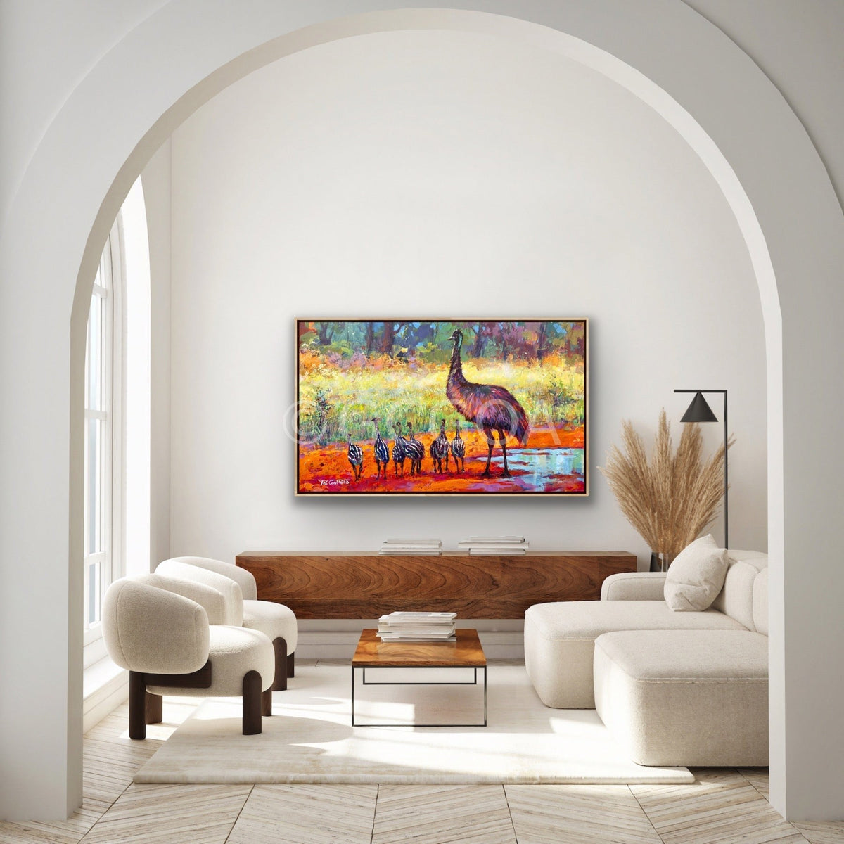 Father Emu with Chicks - Gold Coast Gallery Of ArtJos Coufreur
