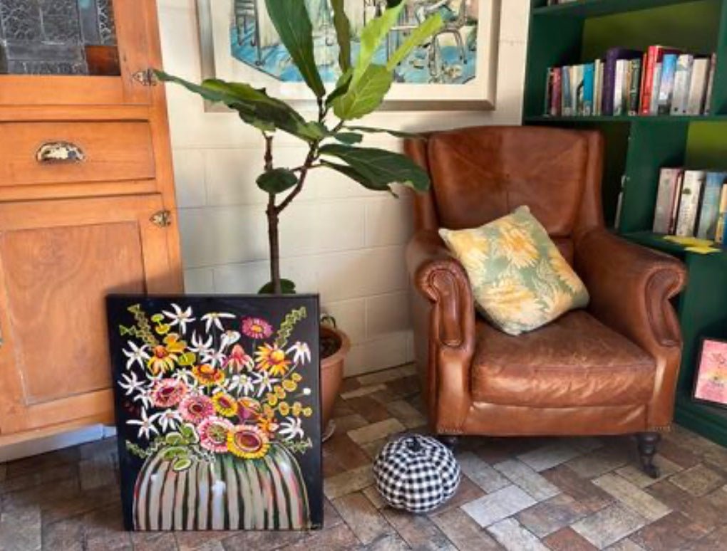 Flannel Flowers and Native Daisies on Navy - Gold Coast Gallery Of ArtLucy Car