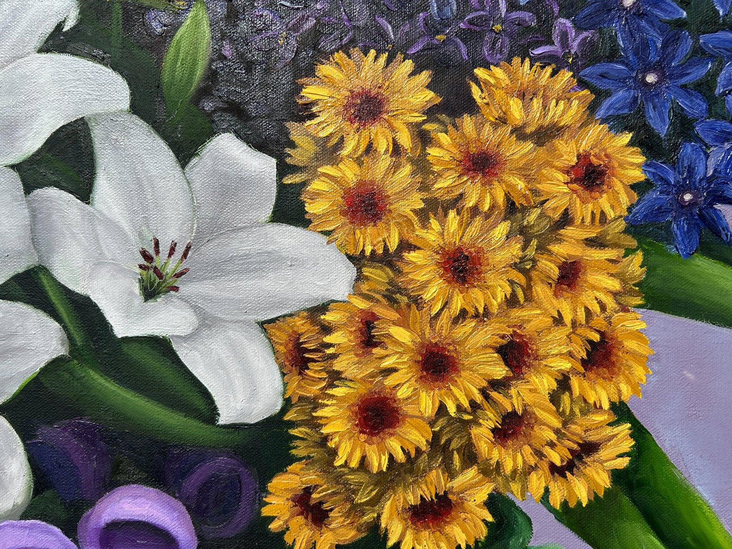 Flowers with Lilac and Teal Background - Gold Coast Gallery Of ArtCoco Cashman