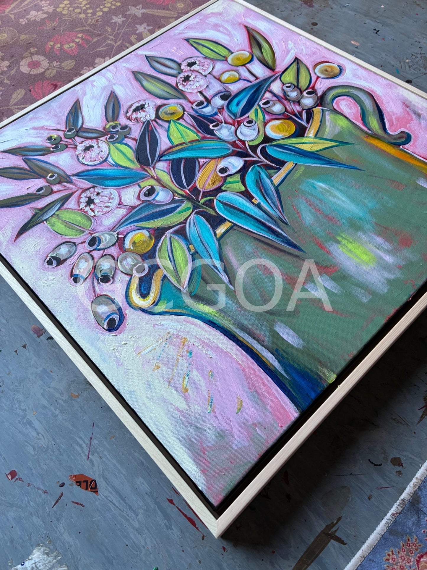 Green Vase, Pink Background - Gold Coast Gallery Of ArtLucy Car