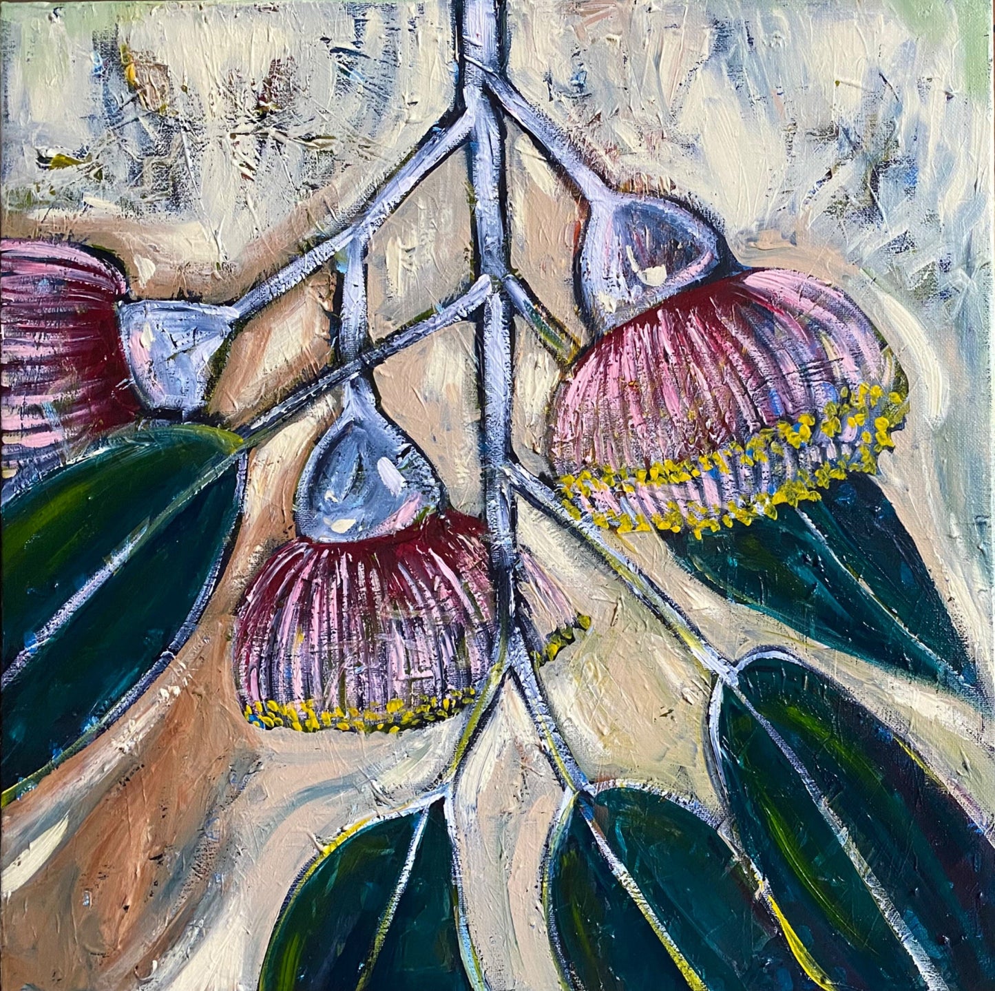 Gum Flowers on White Stems - Original Art - Gold Coast Gallery Of ArtLucy Car