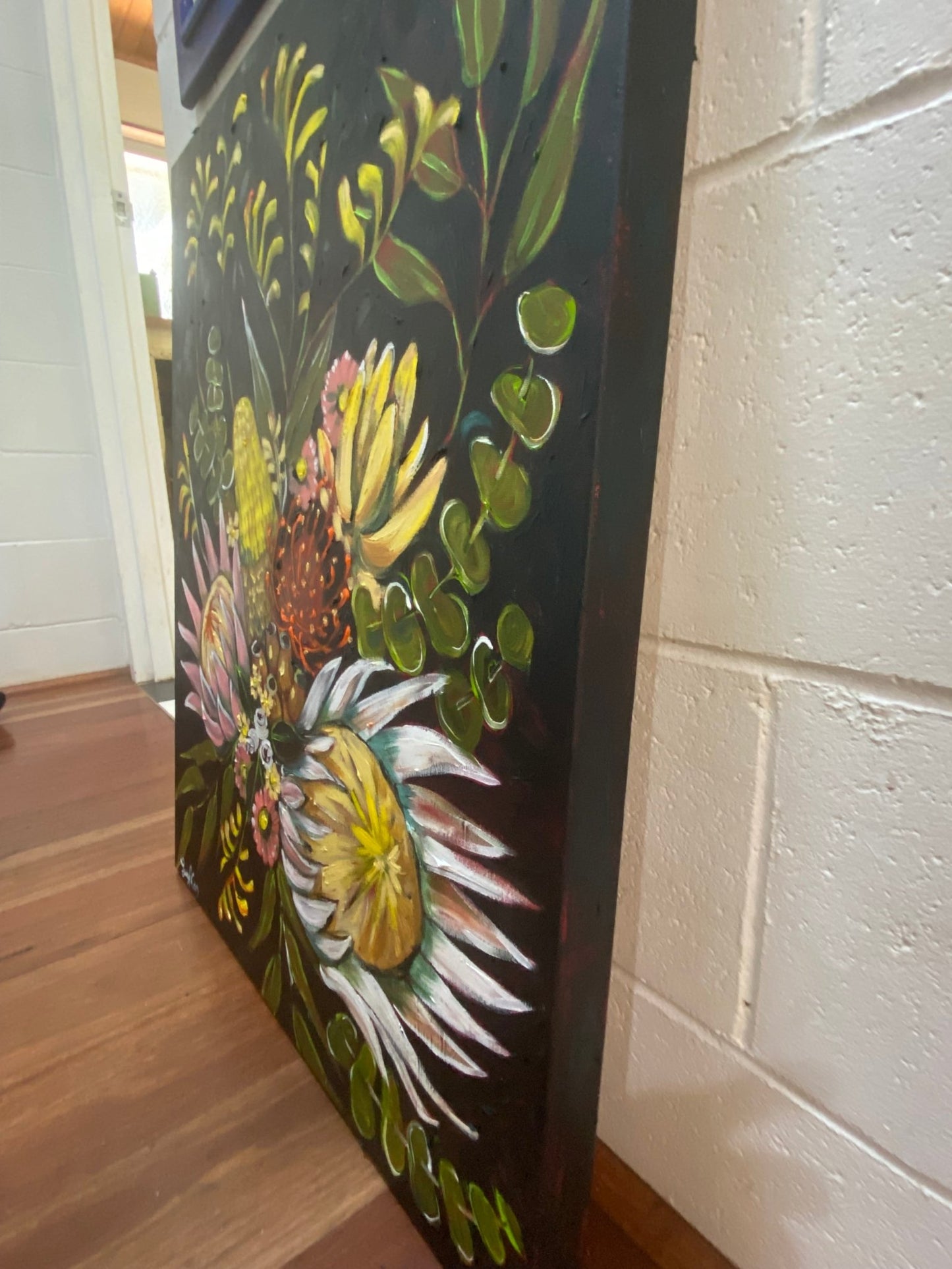 Kangaroo Paws on Mayan Green - Original Art - Gold Coast Gallery Of ArtLucy Car