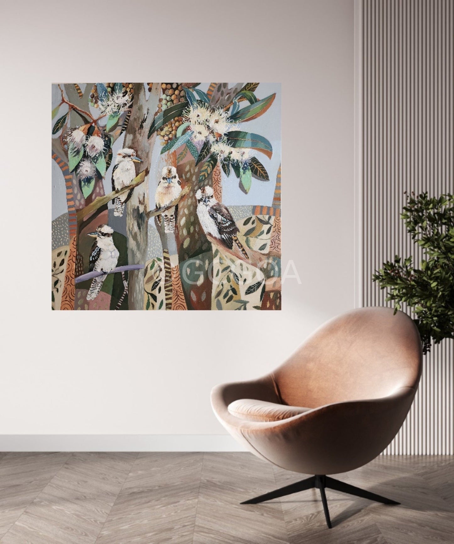 Kookaburras with White Gum Blossom - Gold Coast Gallery Of ArtSusan Trudinger