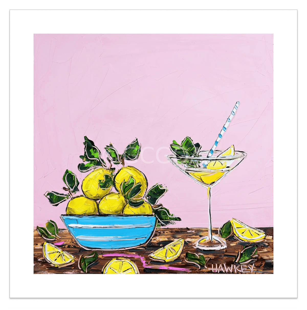 Lemon Bowl And Cocktail - Fine Art Print - Gold Coast Gallery Of ArtAngela Hawkey
