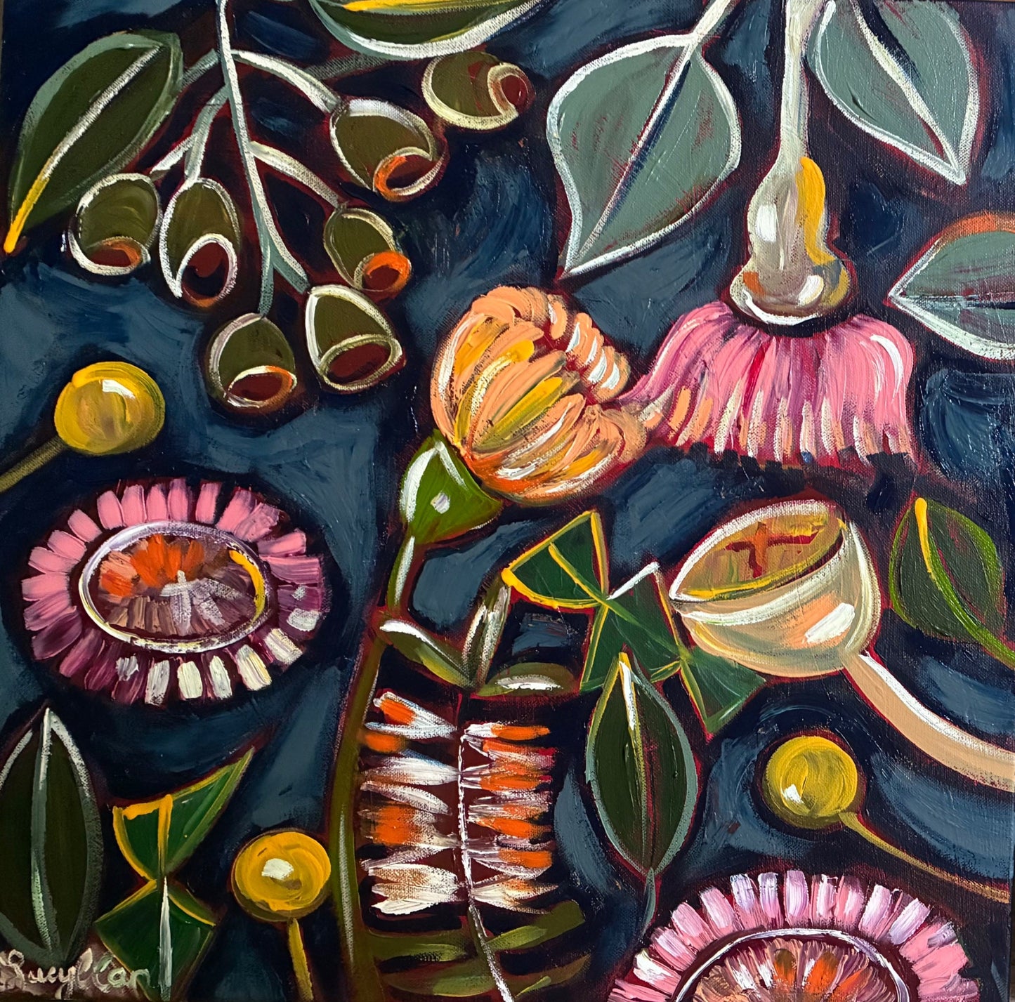 Navy Blue Floral - Gold Coast Gallery Of ArtLucy Car