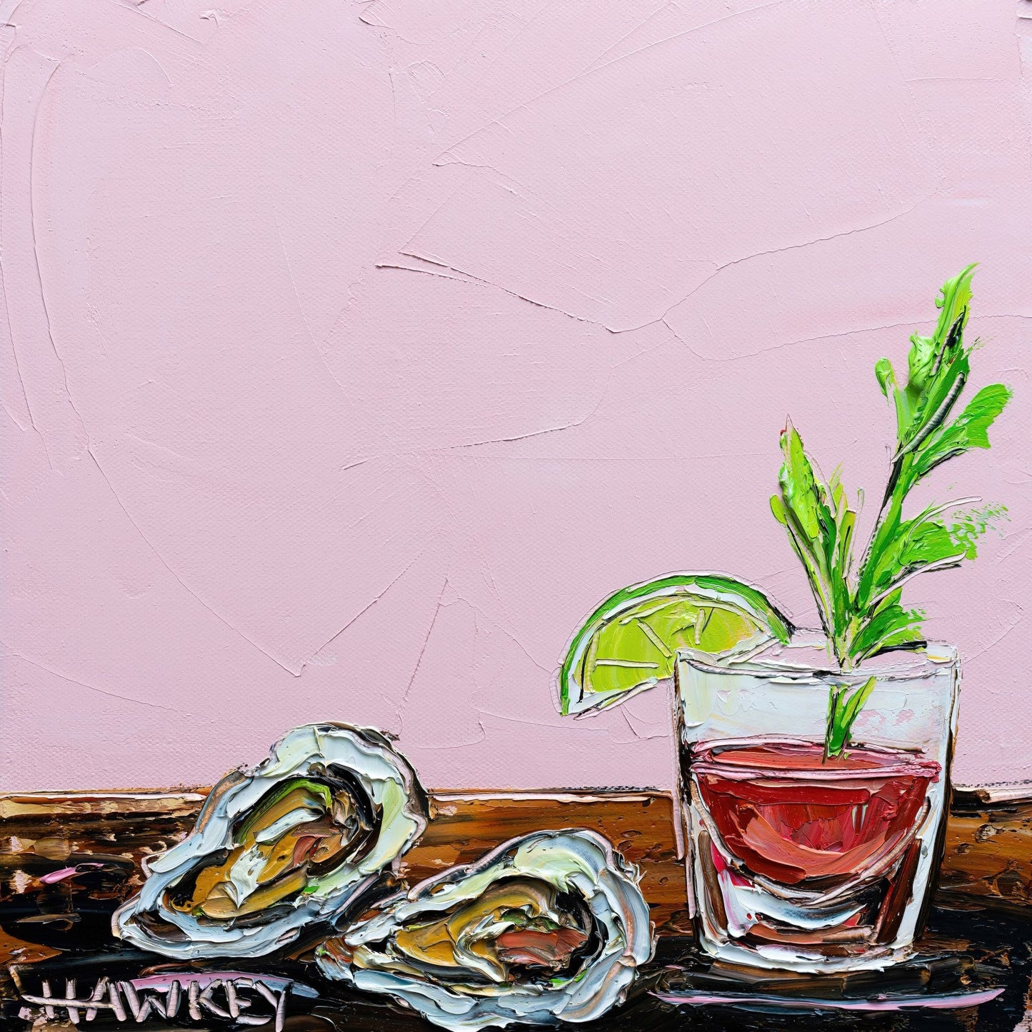 Oysters And Cocktail - Fine Art Print - Gold Coast Gallery Of ArtAngela Hawkey