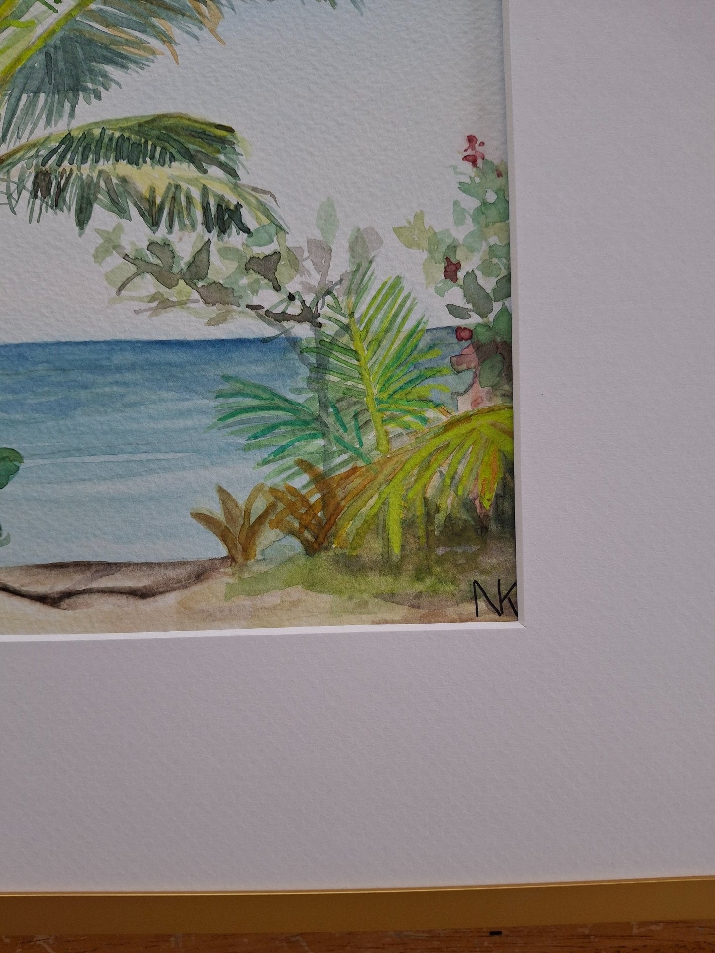 Paradise Beach Watercolour Framed - Gold Coast Gallery Of ArtNatalie K
