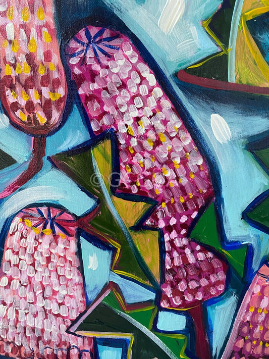 Pink Banksias - Original Art - Gold Coast Gallery Of ArtLucy Car