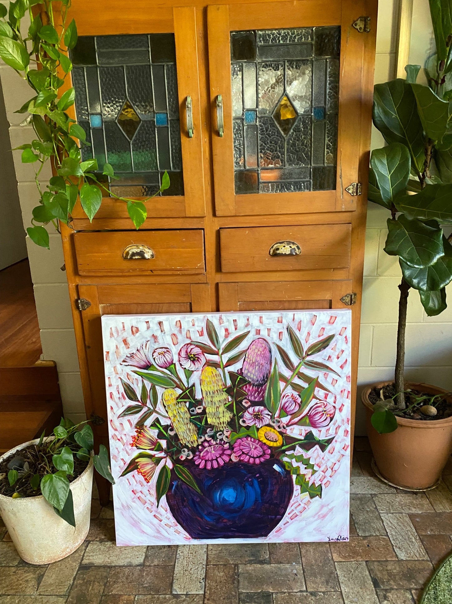 Pink Flowers - Original Art - Gold Coast Gallery Of ArtLucy Car