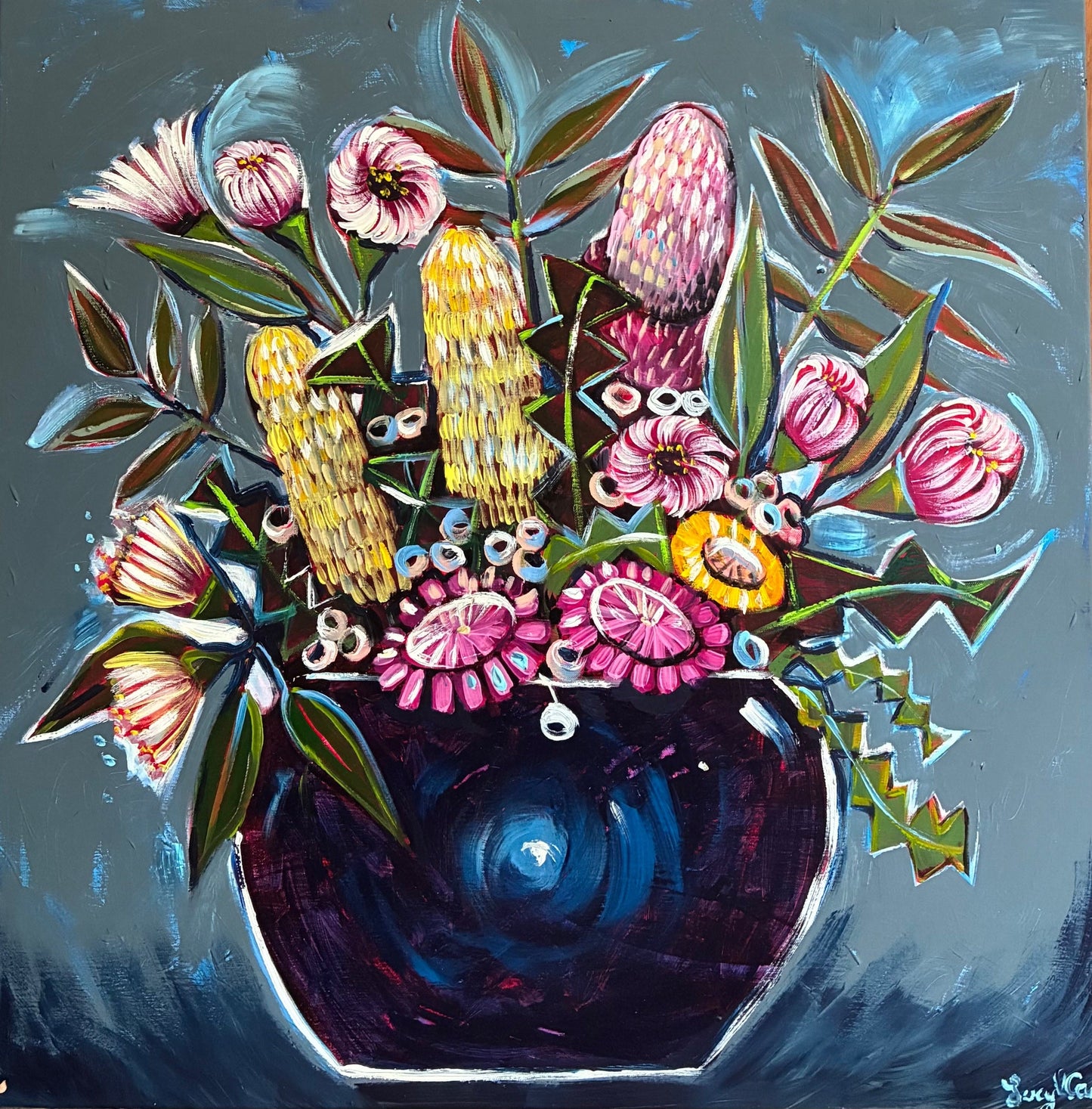 Pink Flowers - Original Art - Gold Coast Gallery Of ArtLucy Car