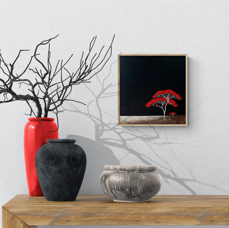 Red Trees Under Dark Sky - Gold Coast Gallery Of ArtLucinda Leveille
