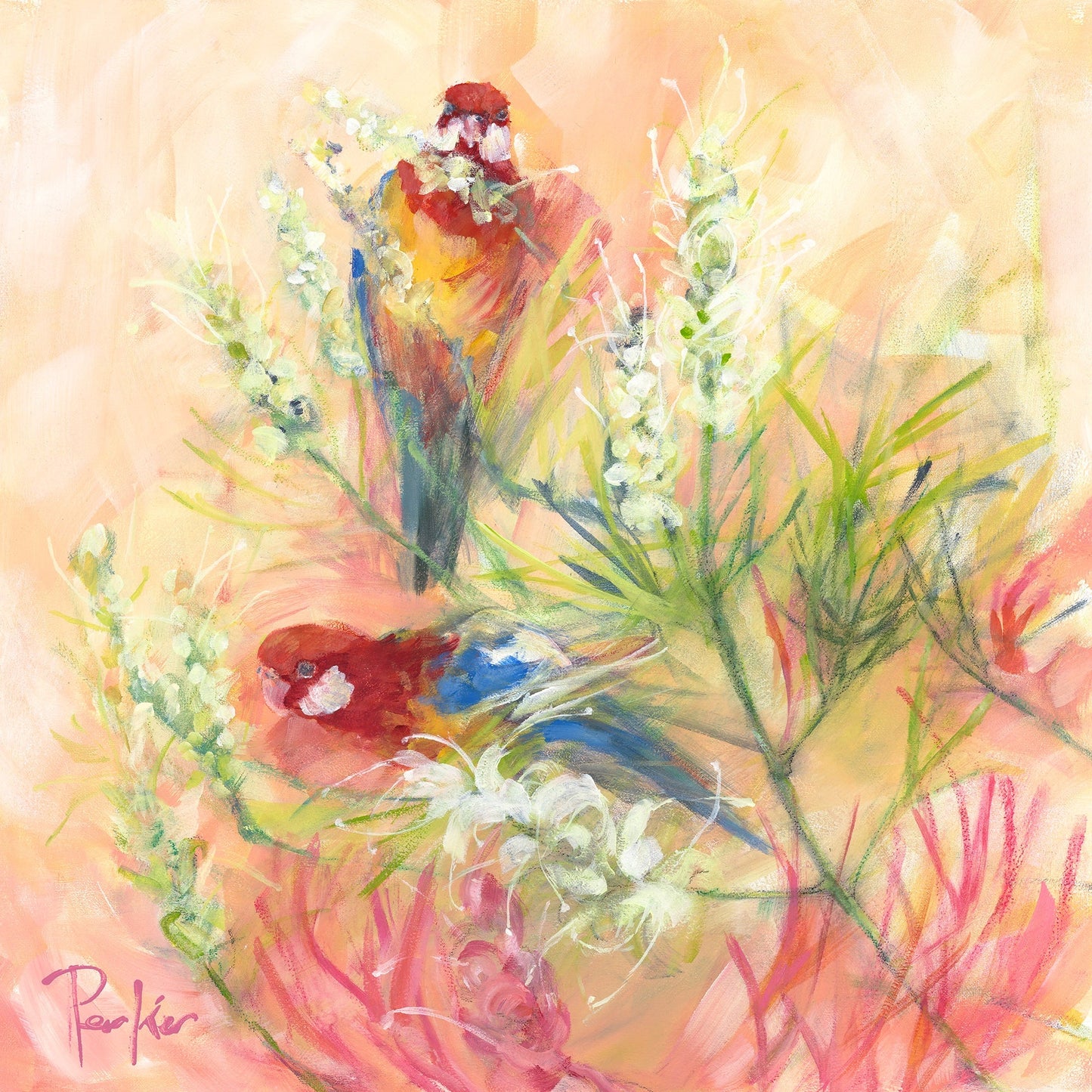 Rosellas and Grevillea - Gold Coast Gallery Of ArtDeb Parker Artist