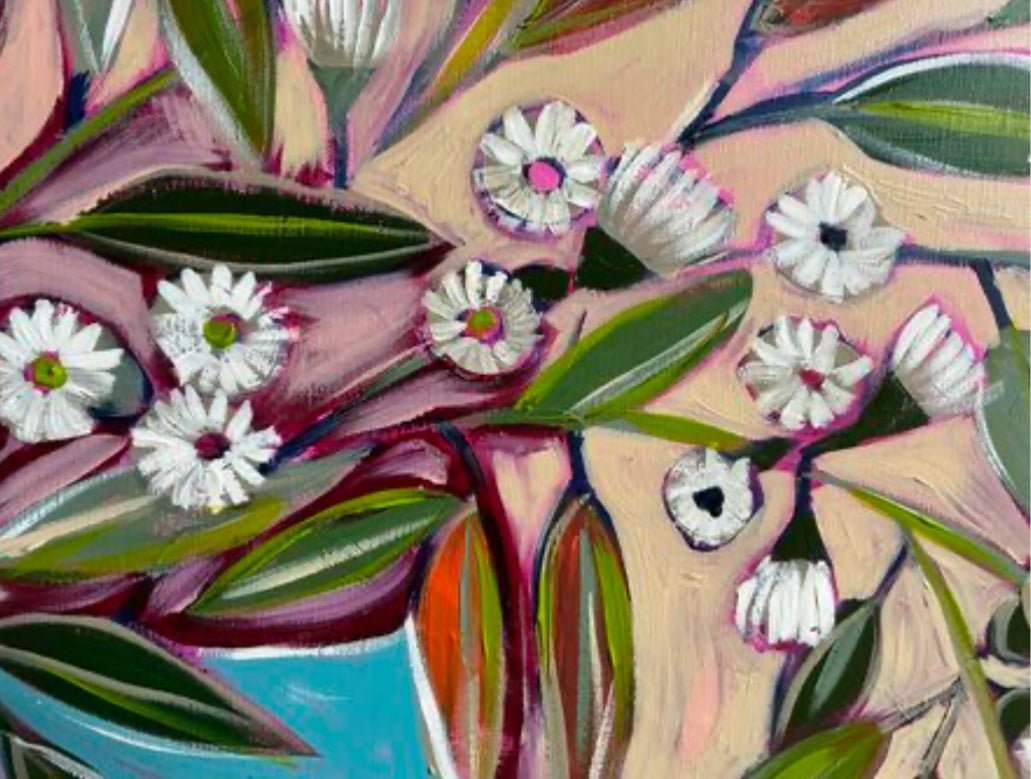 Small Gum Flowers in Blue Vase - Gold Coast Gallery Of ArtLucy Car