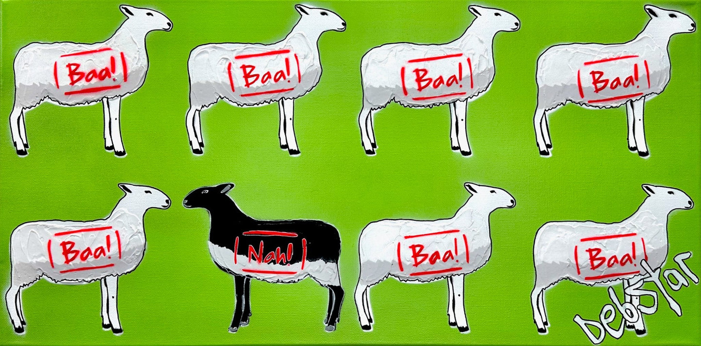 The Black Sheep Green 3 61cm x 30.5cm - Gold Coast Gallery Of ArtDeborah Lang