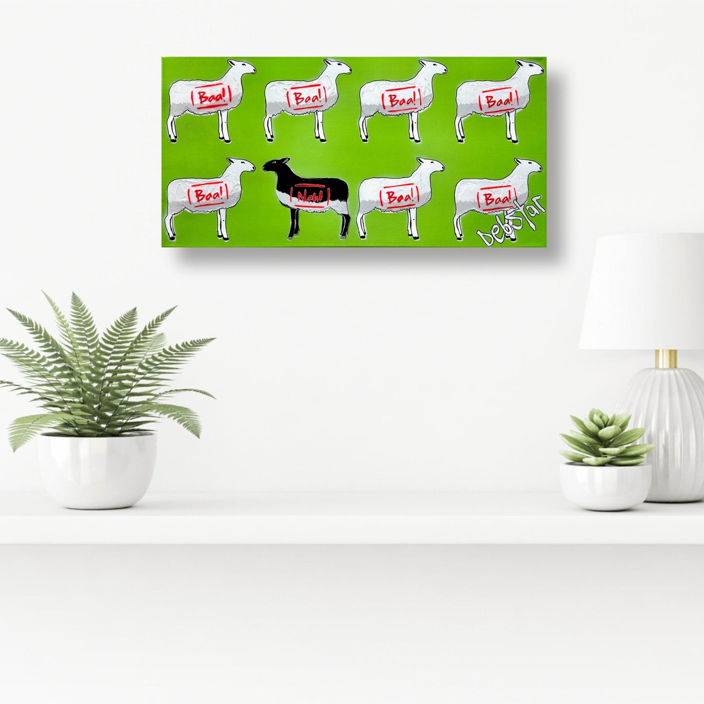 The Black Sheep Green 3 61cm x 30.5cm - Gold Coast Gallery Of ArtDeborah Lang