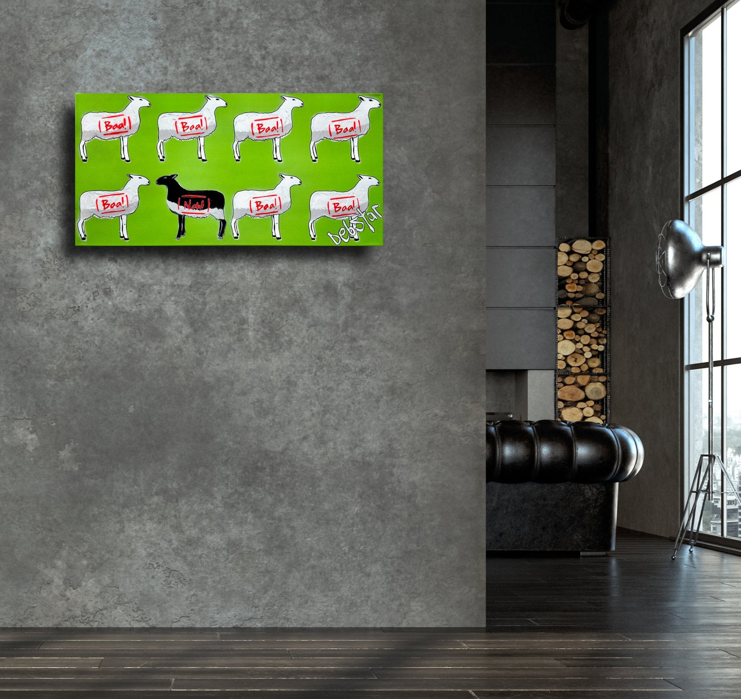 The Black Sheep Green 3 61cm x 30.5cm - Gold Coast Gallery Of ArtDeborah Lang