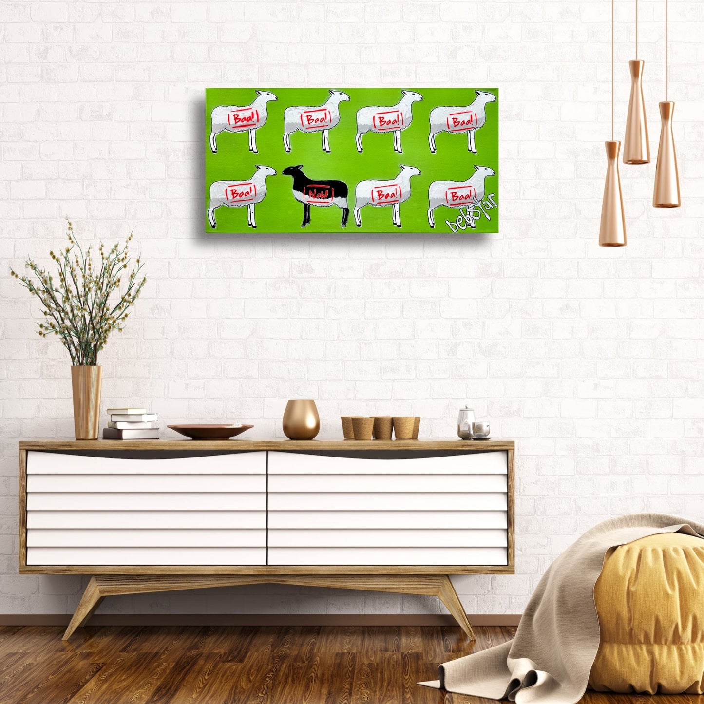 The Black Sheep Green 3 61cm x 30.5cm - Gold Coast Gallery Of ArtDeborah Lang