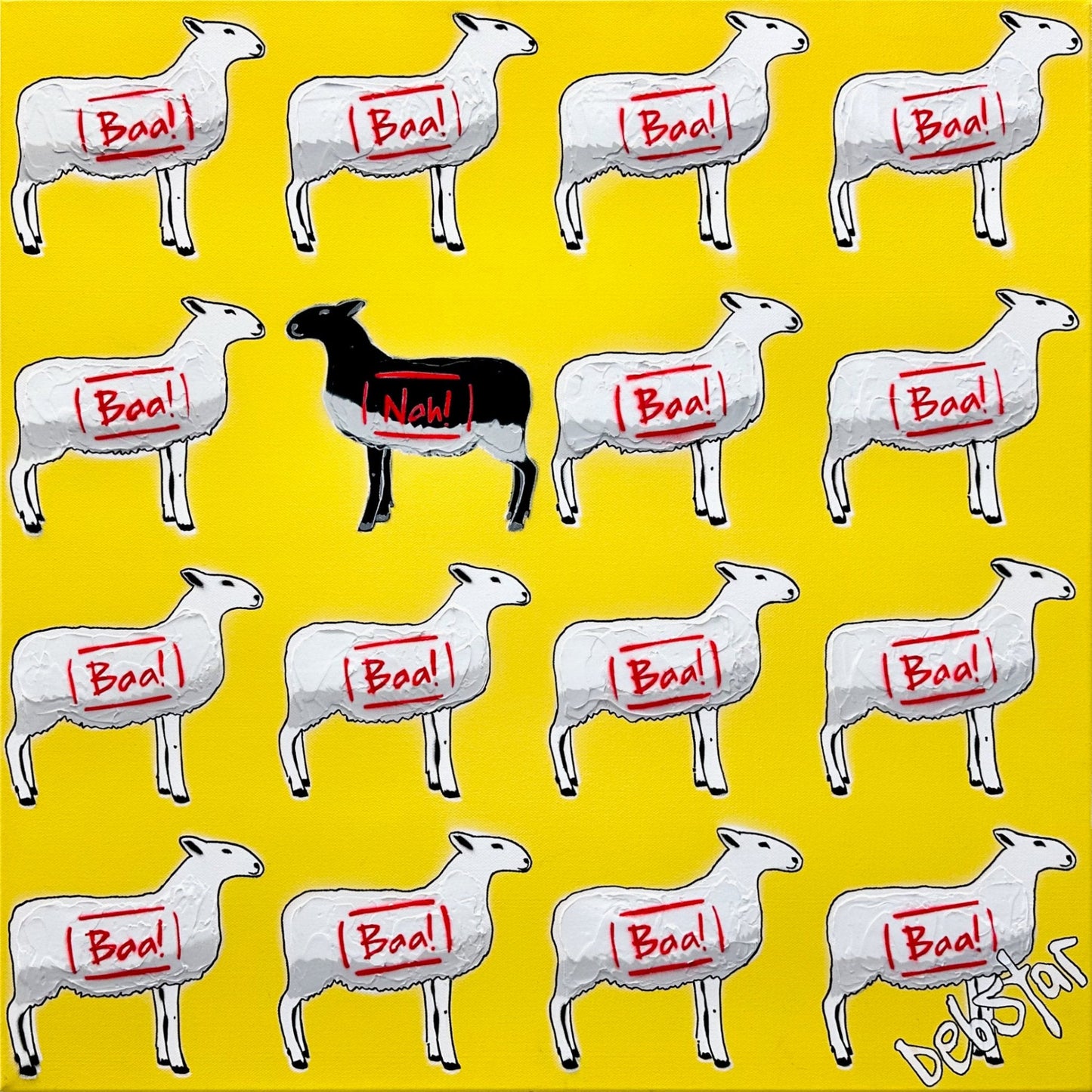 The Black Sheep - Yellow 3 60cm x 60cm - Gold Coast Gallery Of ArtDeborah Lang