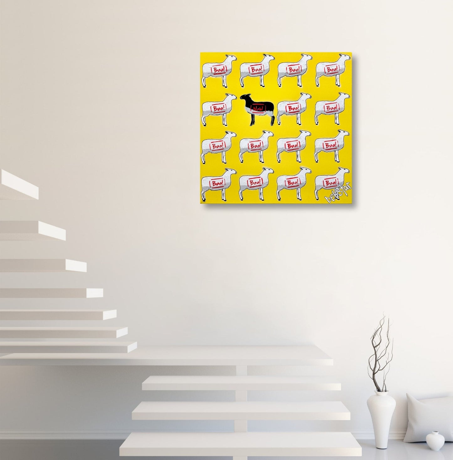 The Black Sheep - Yellow 3 60cm x 60cm - Gold Coast Gallery Of ArtDeborah Lang