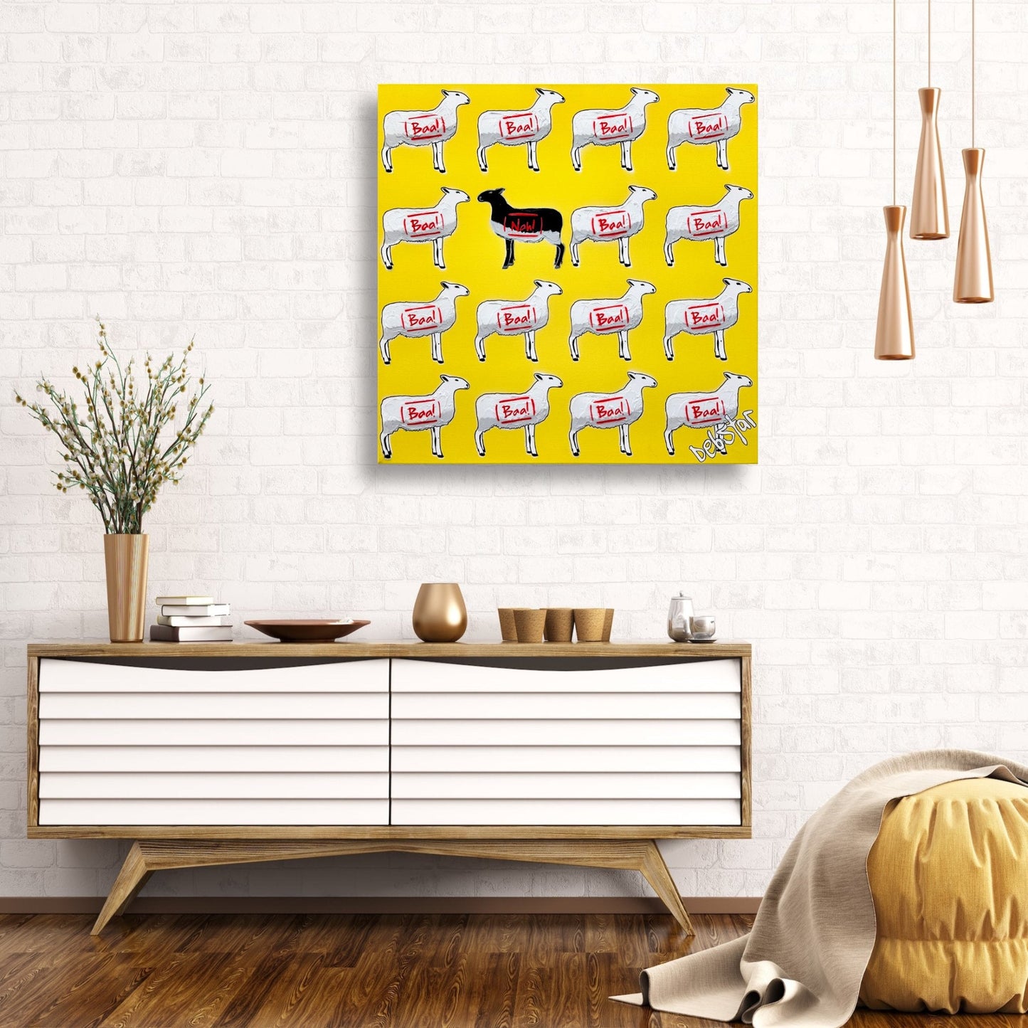 The Black Sheep - Yellow 3 60cm x 60cm - Gold Coast Gallery Of ArtDeborah Lang