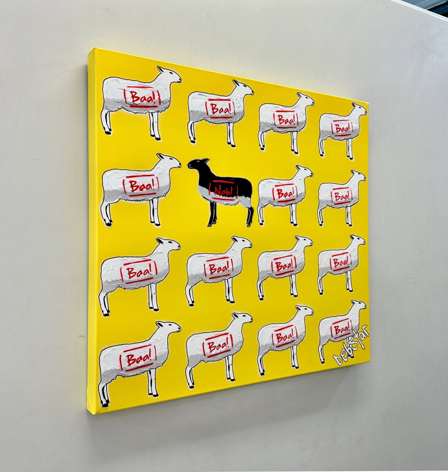 The Black Sheep - Yellow 3 60cm x 60cm - Gold Coast Gallery Of ArtDeborah Lang
