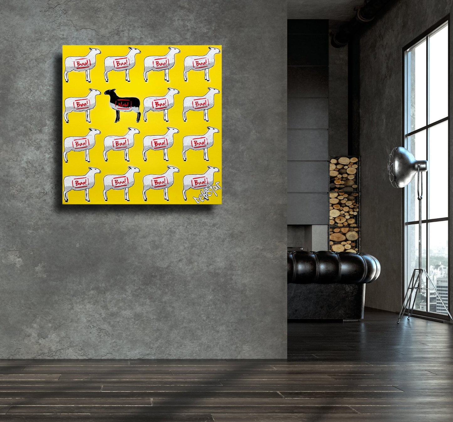 The Black Sheep - Yellow 3 60cm x 60cm - Gold Coast Gallery Of ArtDeborah Lang