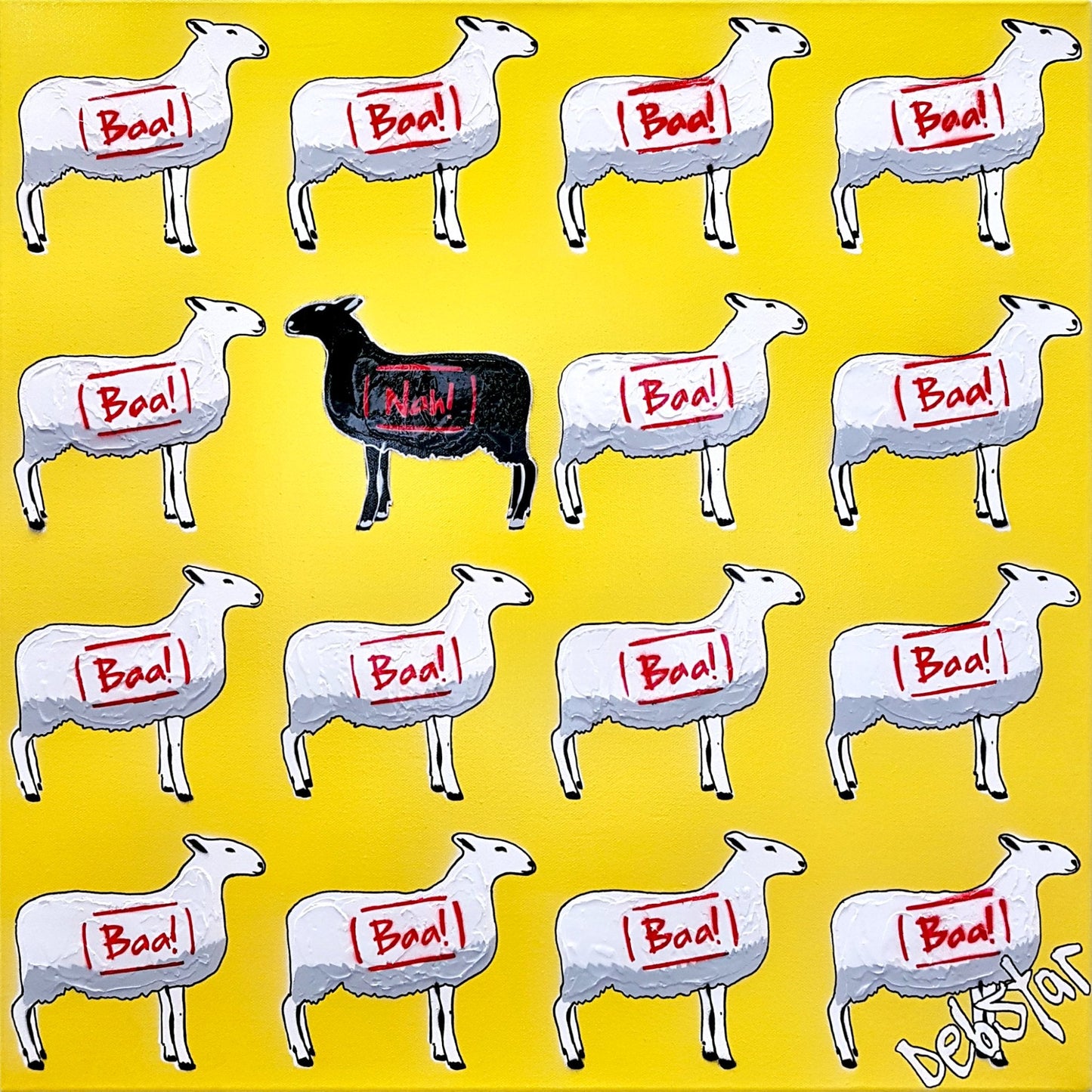 The Black Sheep - Yellow - Original Art - Gold Coast Gallery Of ArtDeborah Lang
