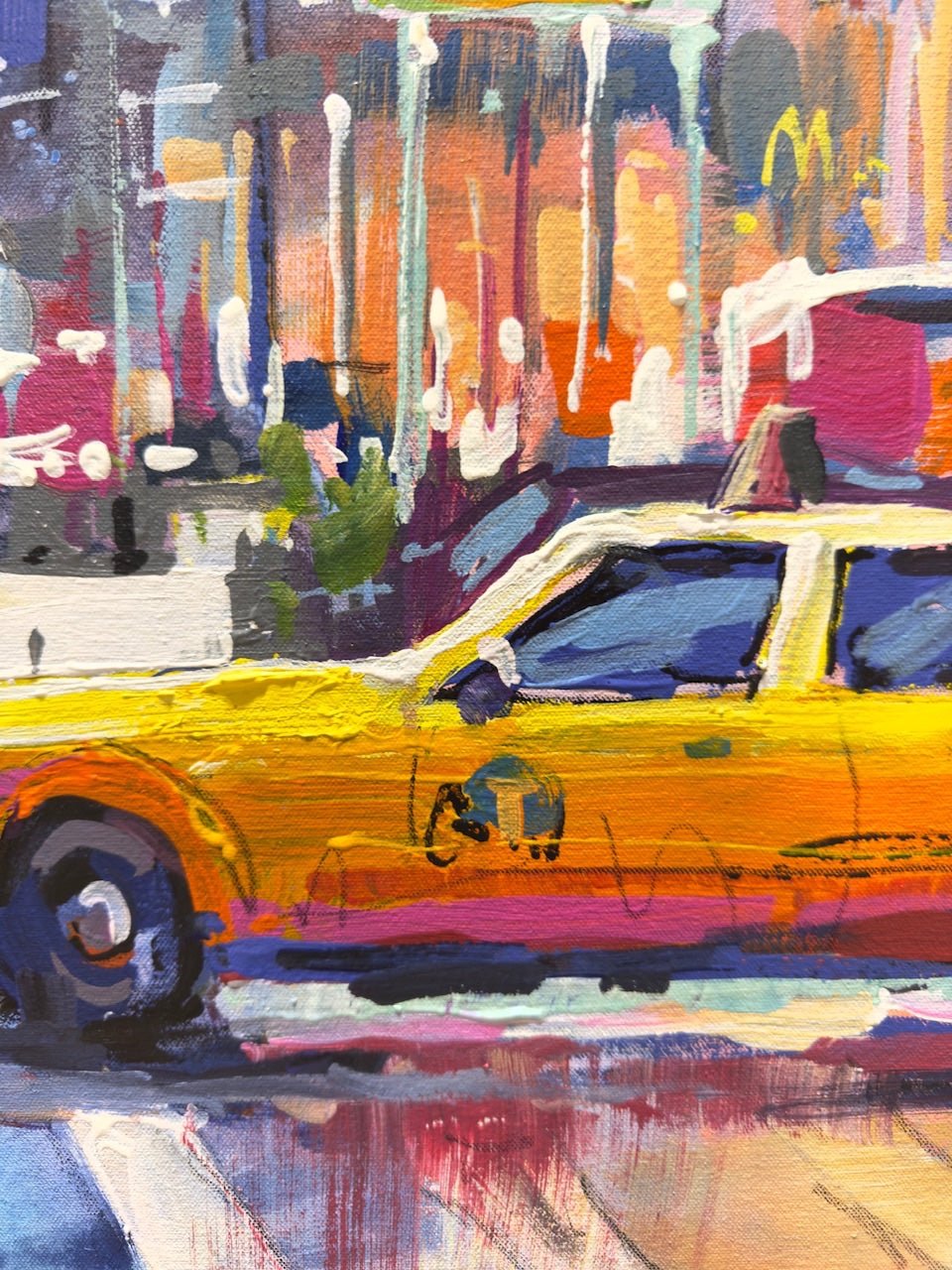Yellow Taxi in New York City - Original Art - Gold Coast Gallery Of ArtJos Coufreur